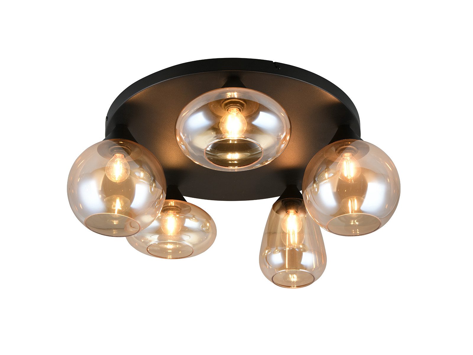 TRIO Leuchten LED Deckenleuchte mit 5 verschiedenen Glaskugeln Ø 63,5cm, Dimmfunktion, LED wechselbar, Warmweiß, ausgefallene große Deckenlampe Wohnzimmer mit dimmbaren Leuchtmitteln