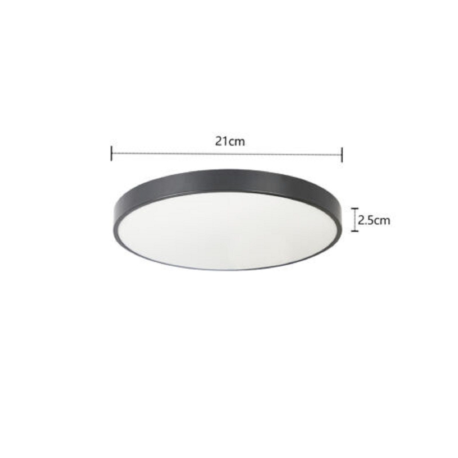 ZMH LED Deckenleuchte Wohnzimmer Ø21cm 12W Deckenlampe Rund für Flur Schlafzimmer, Augenschutz, LED fest integriert, 3000K, Schwarz Kellerlampe Warmweiß Büro Küche