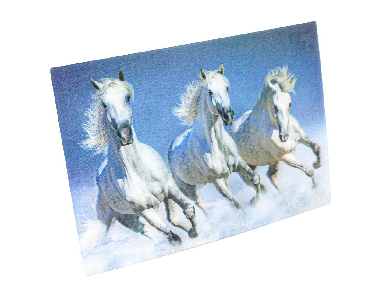 Thumbnail - Cornelißen Postkarte 3D Postkarte Pferde weiss, 3D