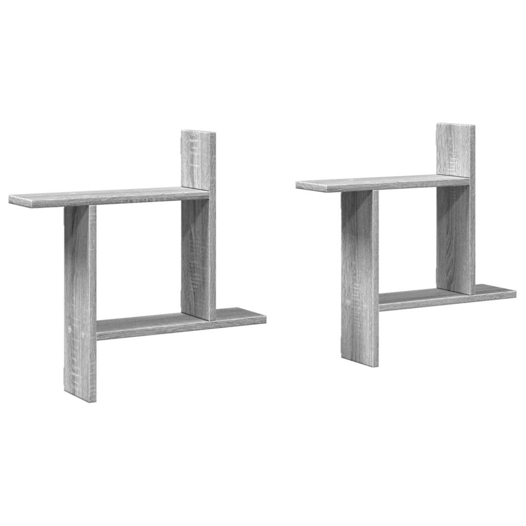 vidaXL Regal Wandregale 2 Stk. Grau günstig online kaufen