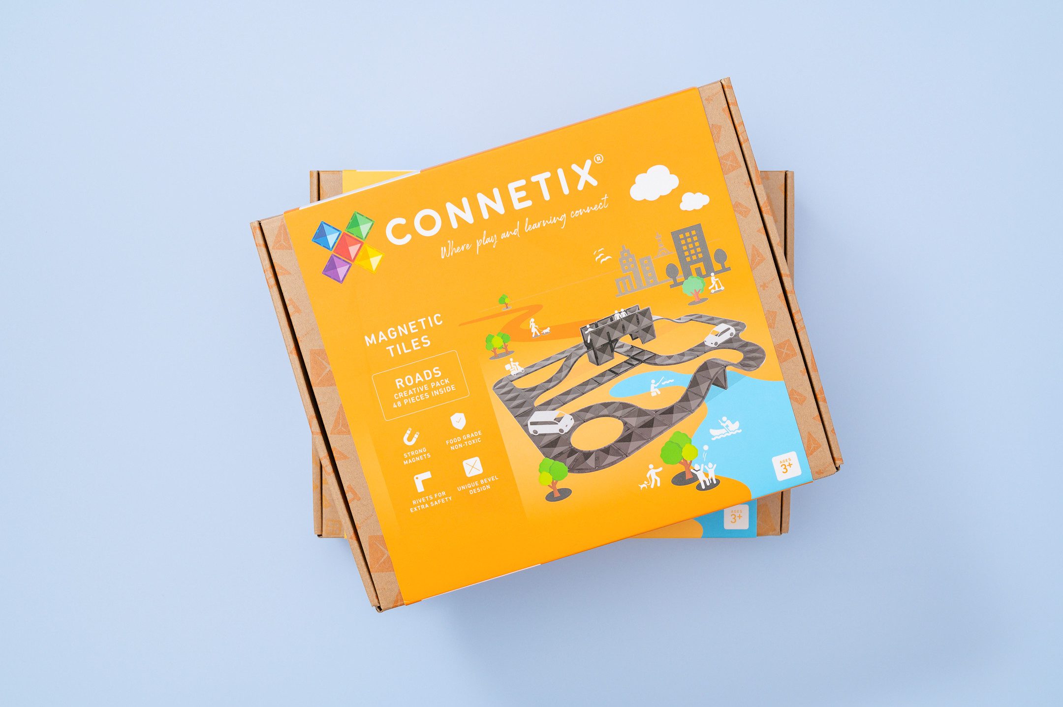Connetix CONNETIX Roads Creative Pack 48 Teile kreative Straßen & Städte bauen Magnetspielbausteine, (Open Play, 48 Teile), ab 3 Jahre