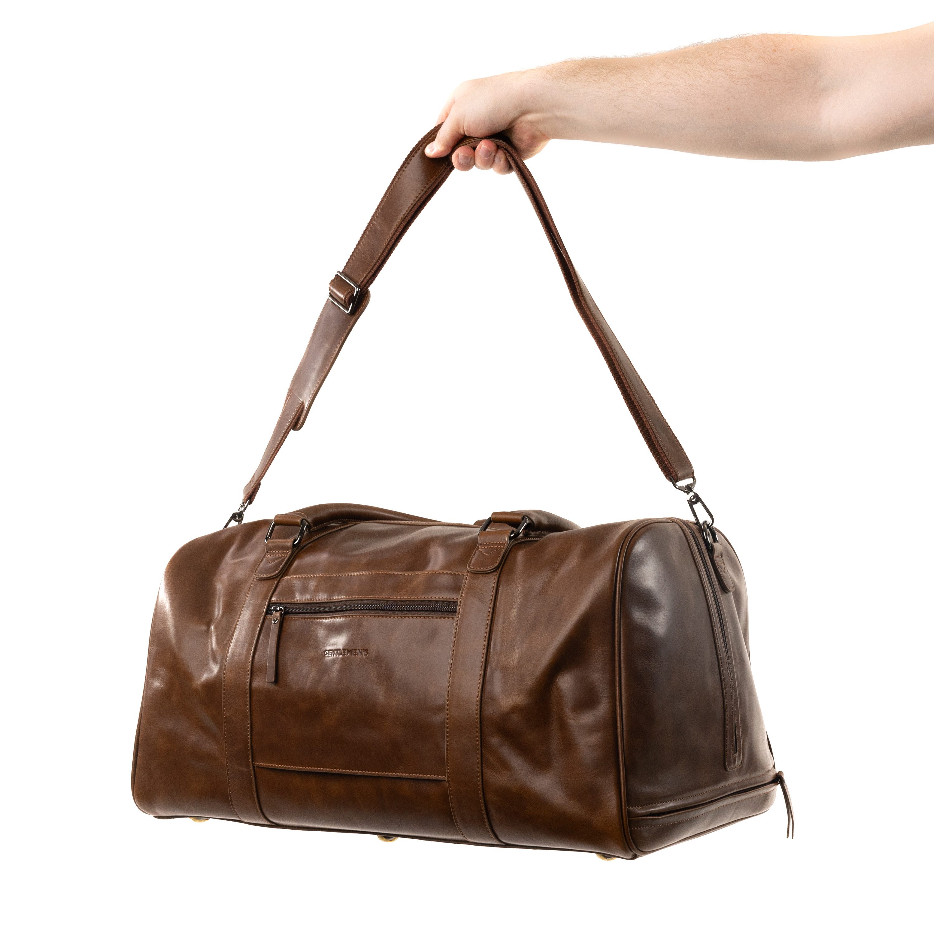 Gentlemen's Weekender Heidelberg - Hochwertige Handgepäck-Tasche für Reisen & Business, Spanisches Echtleder, mit Schultergurt und Trackerfach