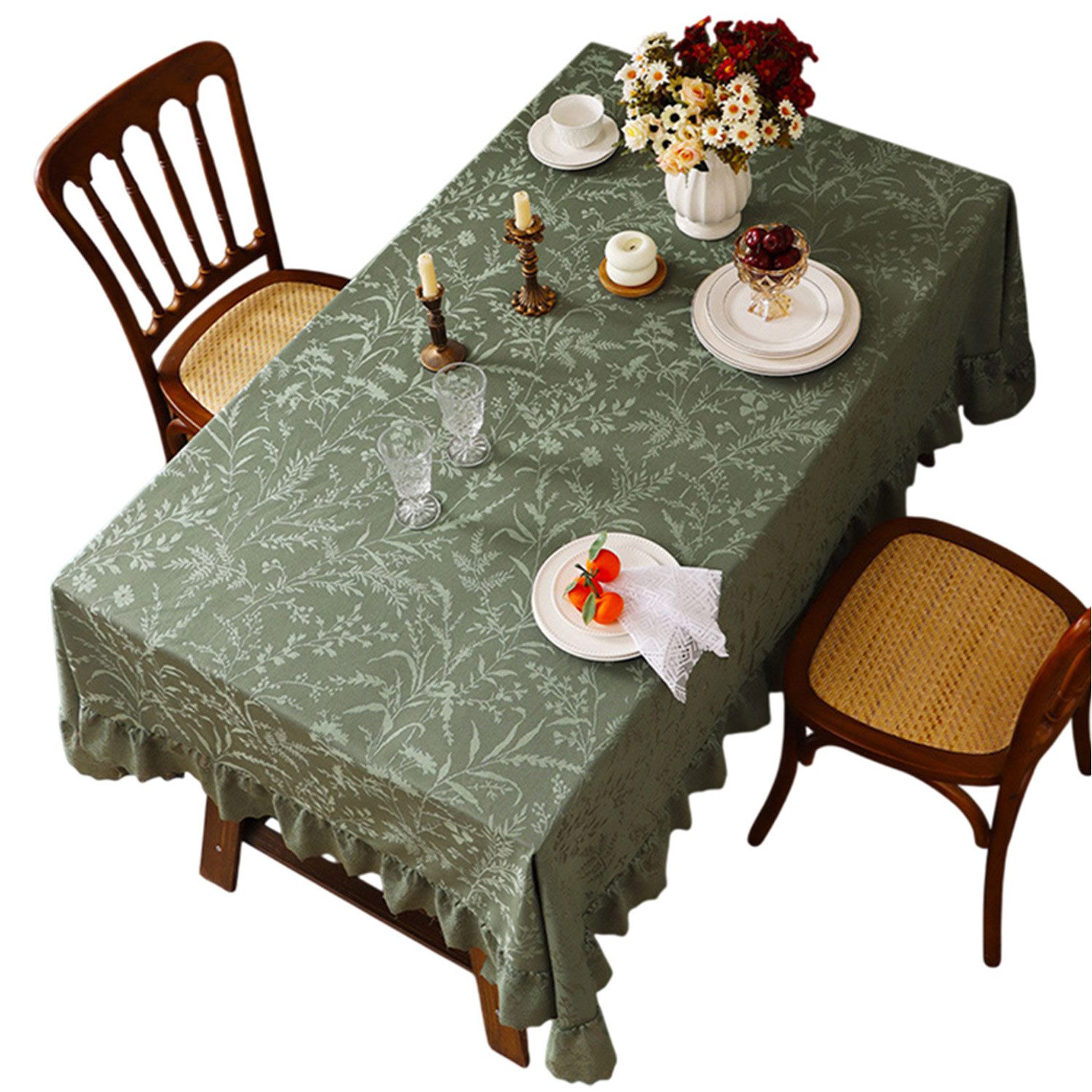 Refttenw Tischdecke Blumentischdecke, Spitzentischdecke mit Rüschen günstig online kaufen