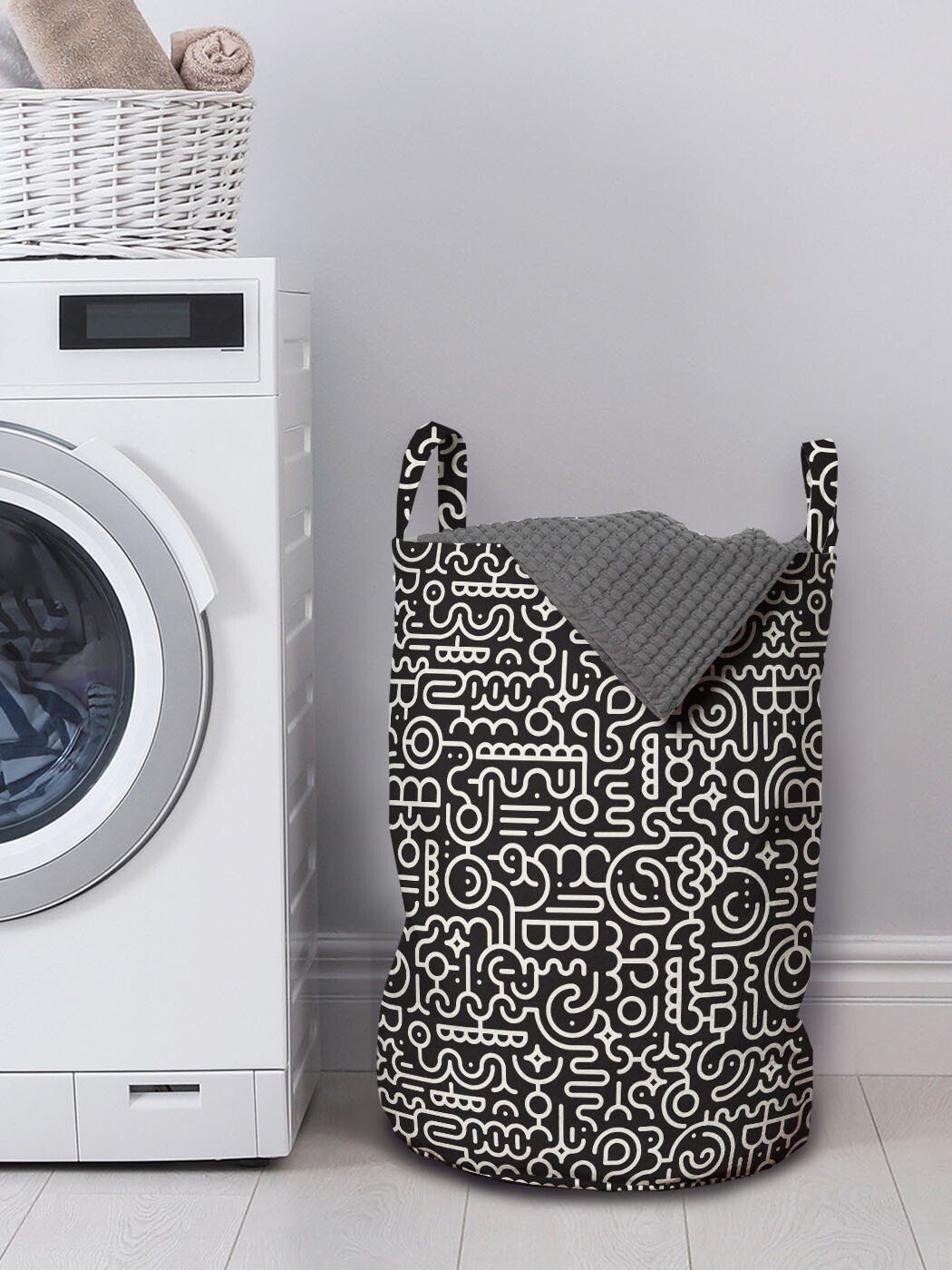 Abakuhaus Wäschesäckchen Wäschekorb mit Griffen Mix Abstrakt Kordelzugverschluss Waschsalons, für Zeichnungen Geometrische