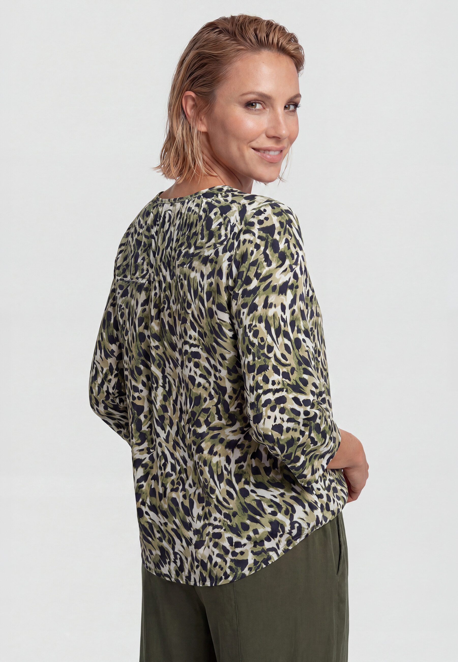 Olsen Tunikashirt Shirt mit Allover-Dessin und Tunikaausschnitt