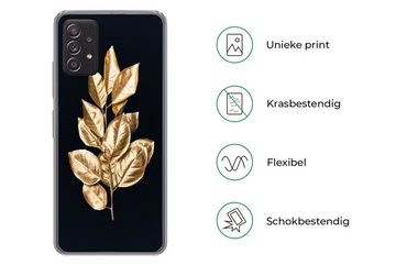 MuchoWow Handyhülle Pflanze - Blätter - Gold - Schwarz - Luxus, Phone Case, Handyhülle Samsung Galaxy A53, Silikon, Schutzhülle