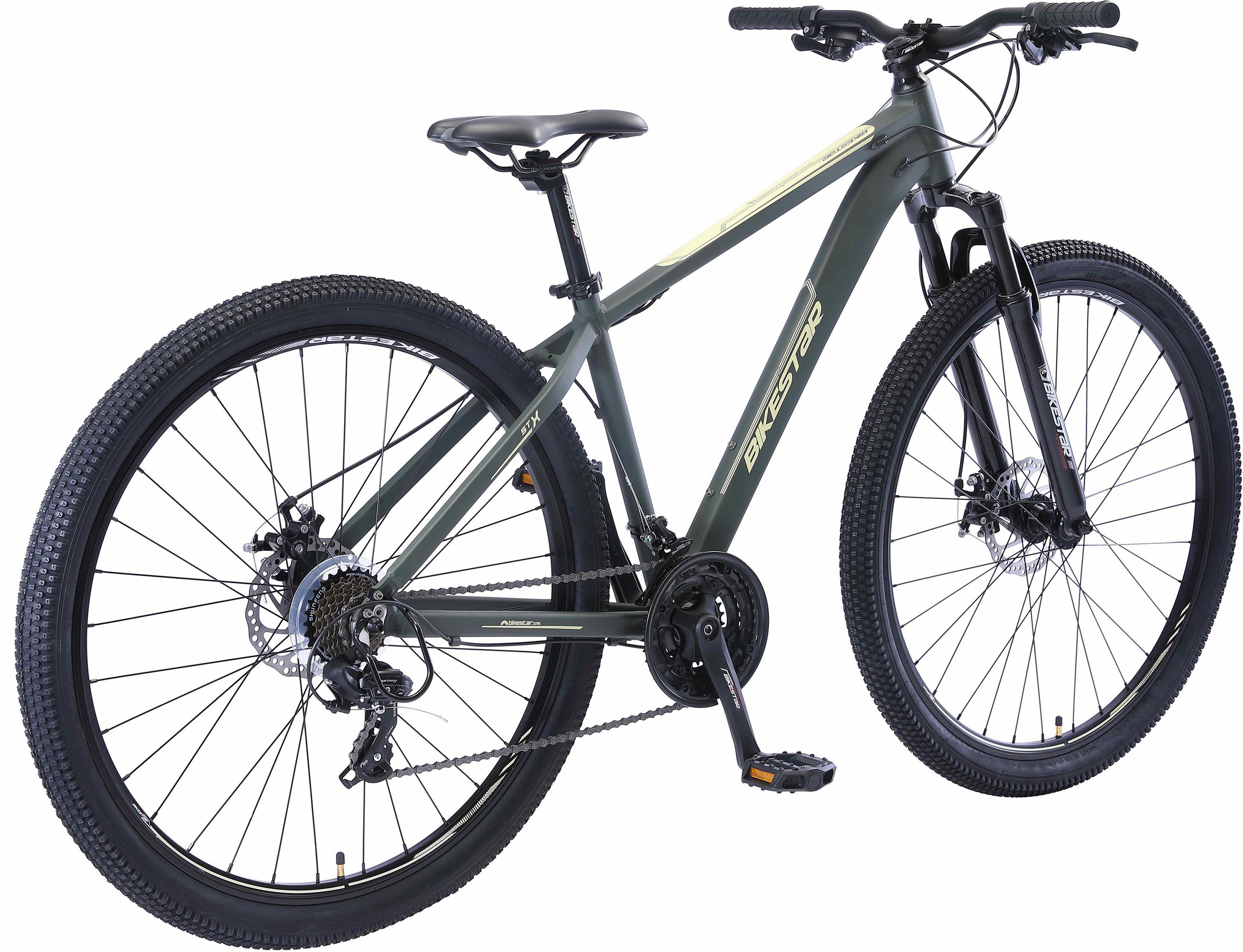 Bikestar Mountainbike, 21 Gang Shimano RD-TY300 Schaltwerk, Kettenschaltung, für Damen und Herren, Kettenschaltung