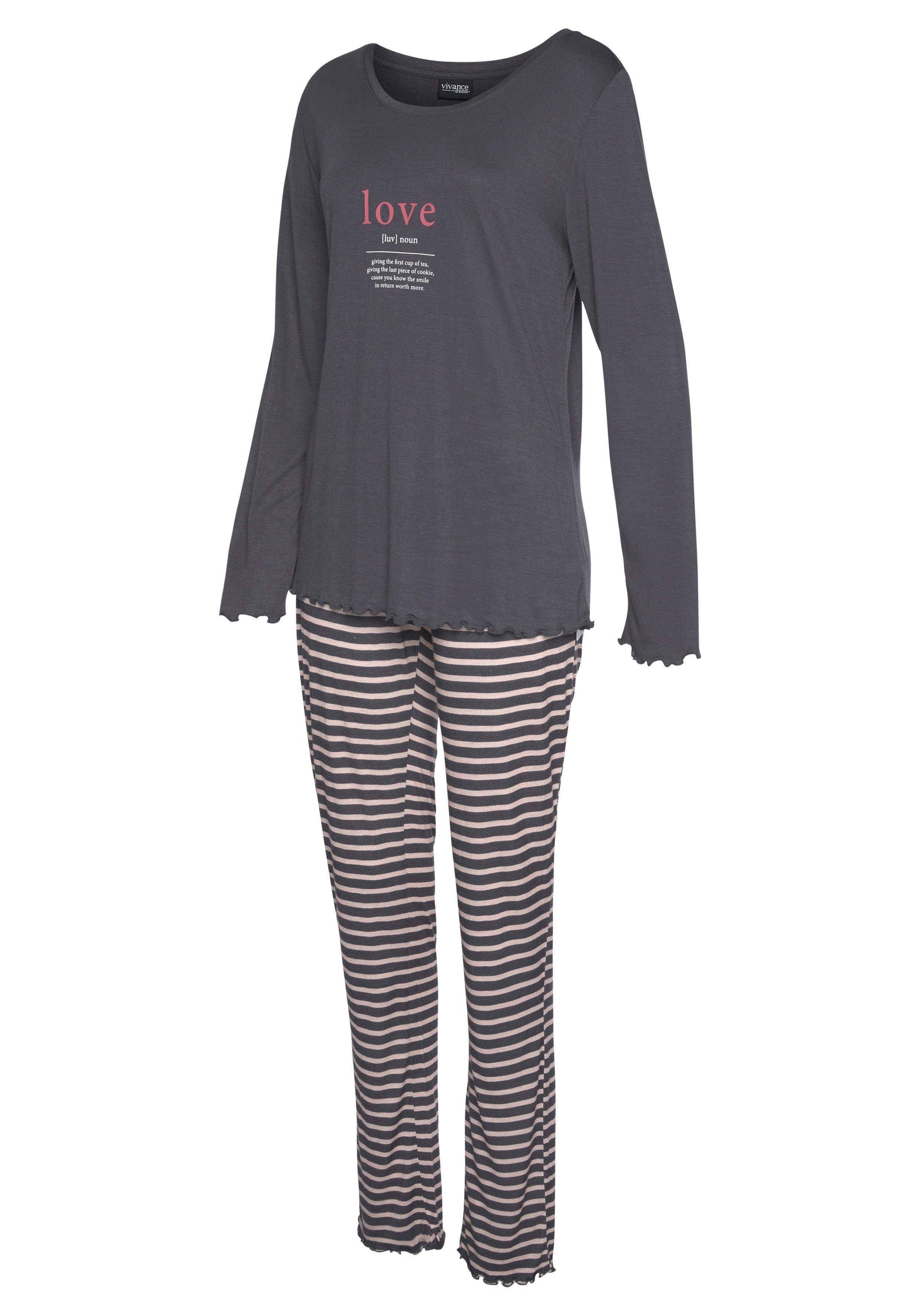 Vivance Dreams Pyjama (2 tlg) mit Kräuselsäumen
