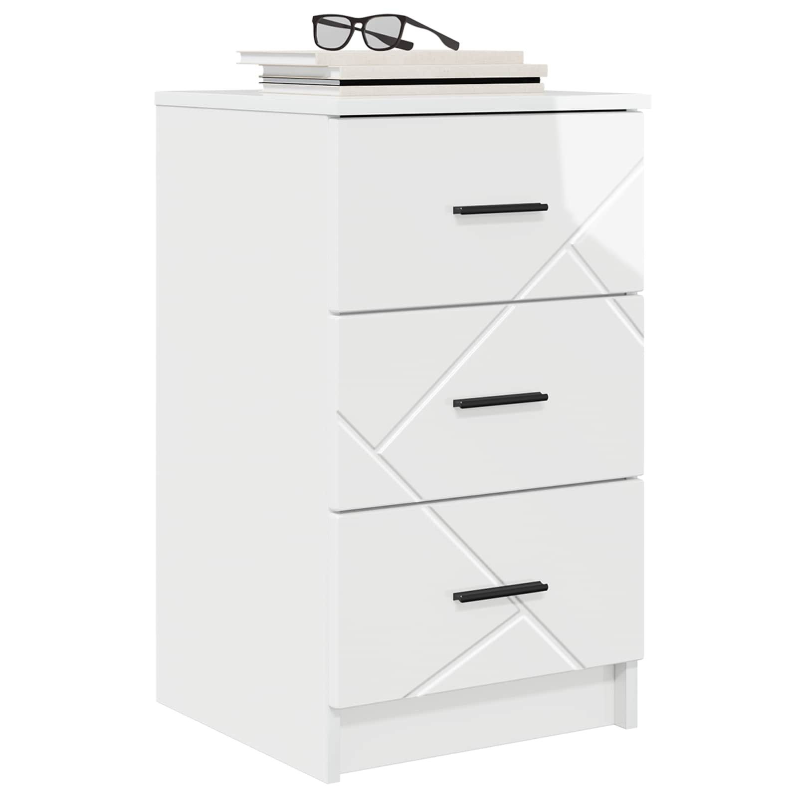 vidaXL Nachttisch Nachttisch Hochglanz-Weiß 38 x 38 x 66 cm Holzwerkstoff (1-St)