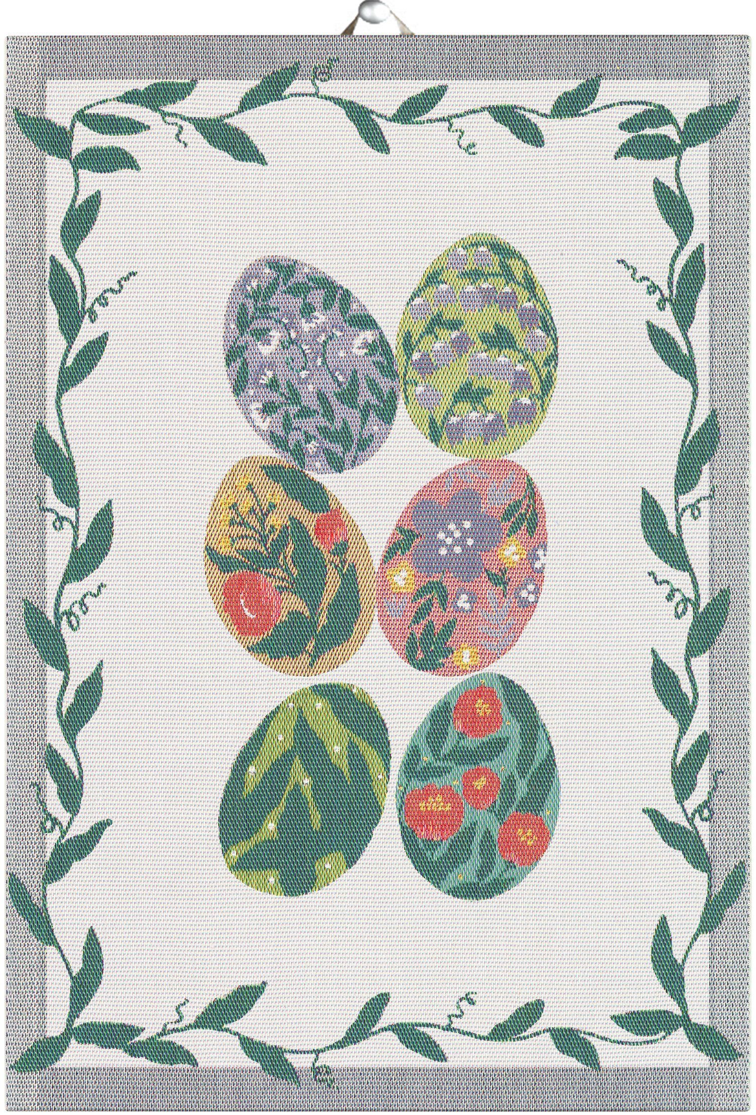 Ekelund Geschirrtuch Küchenhandtuch Egg Collection 35x50 cm, (1-tlg., 1 x Geschirrtuch), Pixel gewebt (3-farbig)