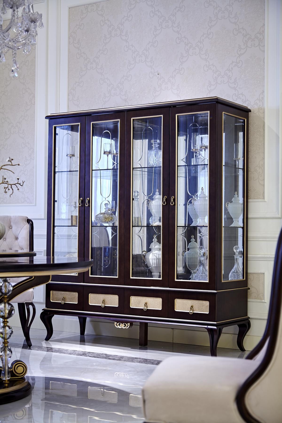 JVmoebel Vitrine Klassischer Vitrinenschrank aus Italien mit Glaselementen (Vitrine) Made in Europa