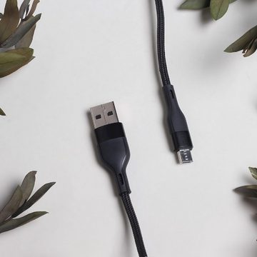MaXlife MXUC-07 Kabel USB - microUSB 1,0 m 2,4A schwarz nylon USB-Kabel, (100 cm)
