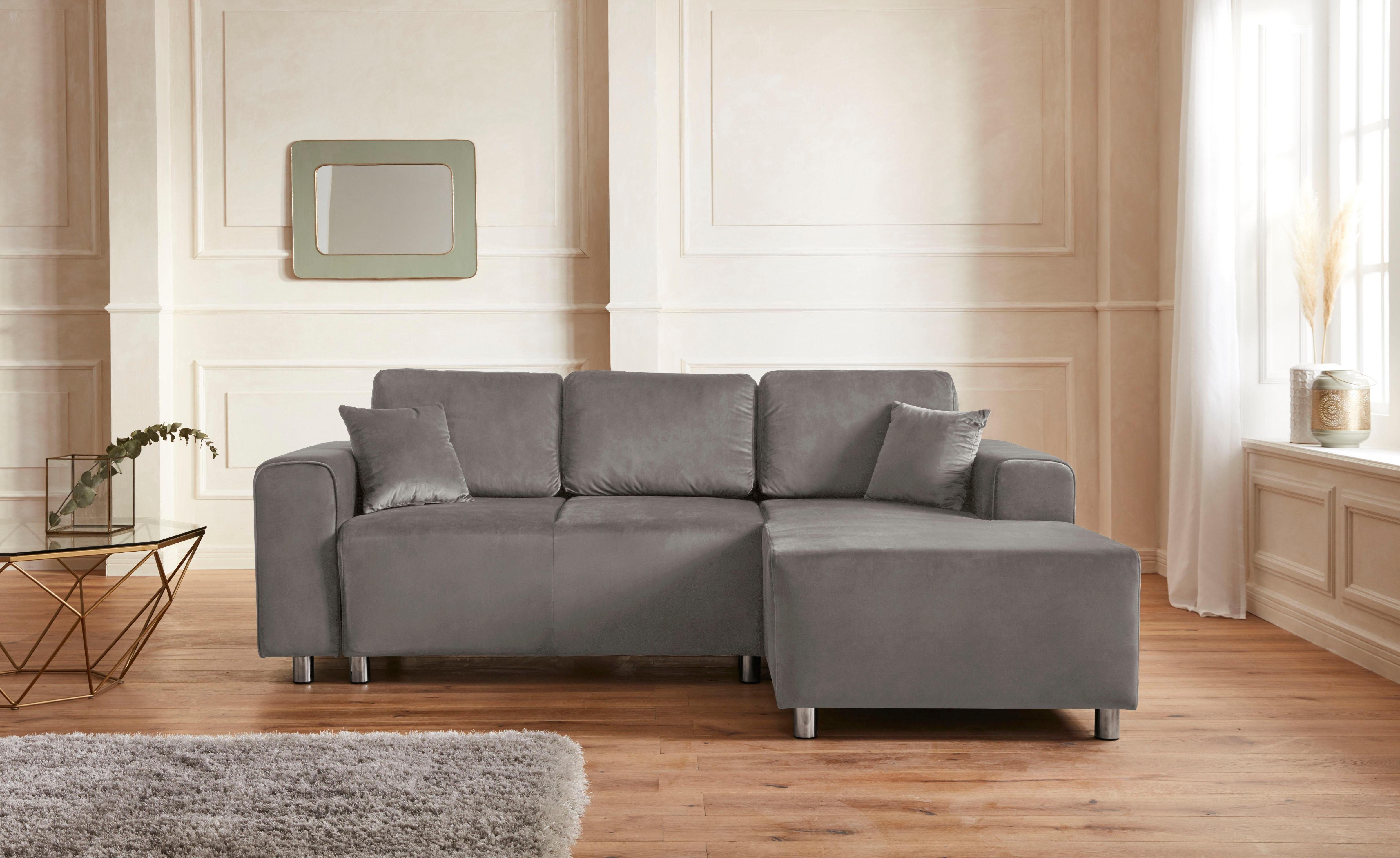 Home affaire Ecksofa Györ, L-Form, wahlweise mit Bettfunktion und Bettkasten incl. 2 Zierkissen