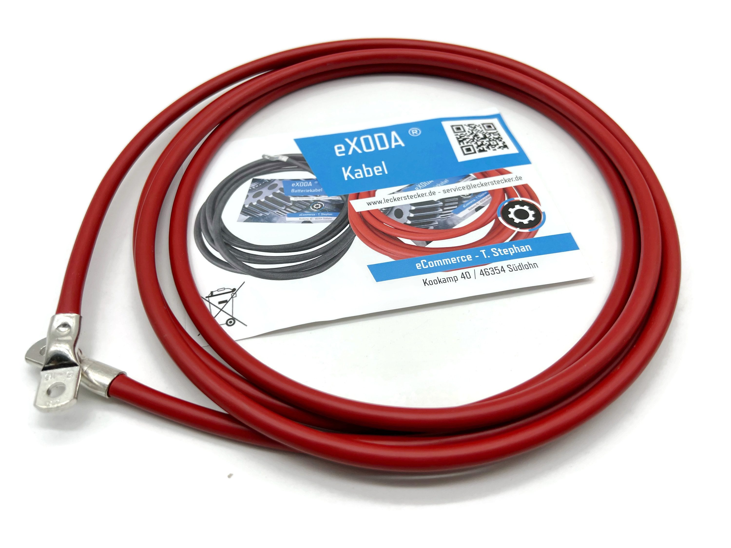 eXODA 16 mm2 M5 M5 Batteriekabel, Rot, (250 cm), 99% Kupfer