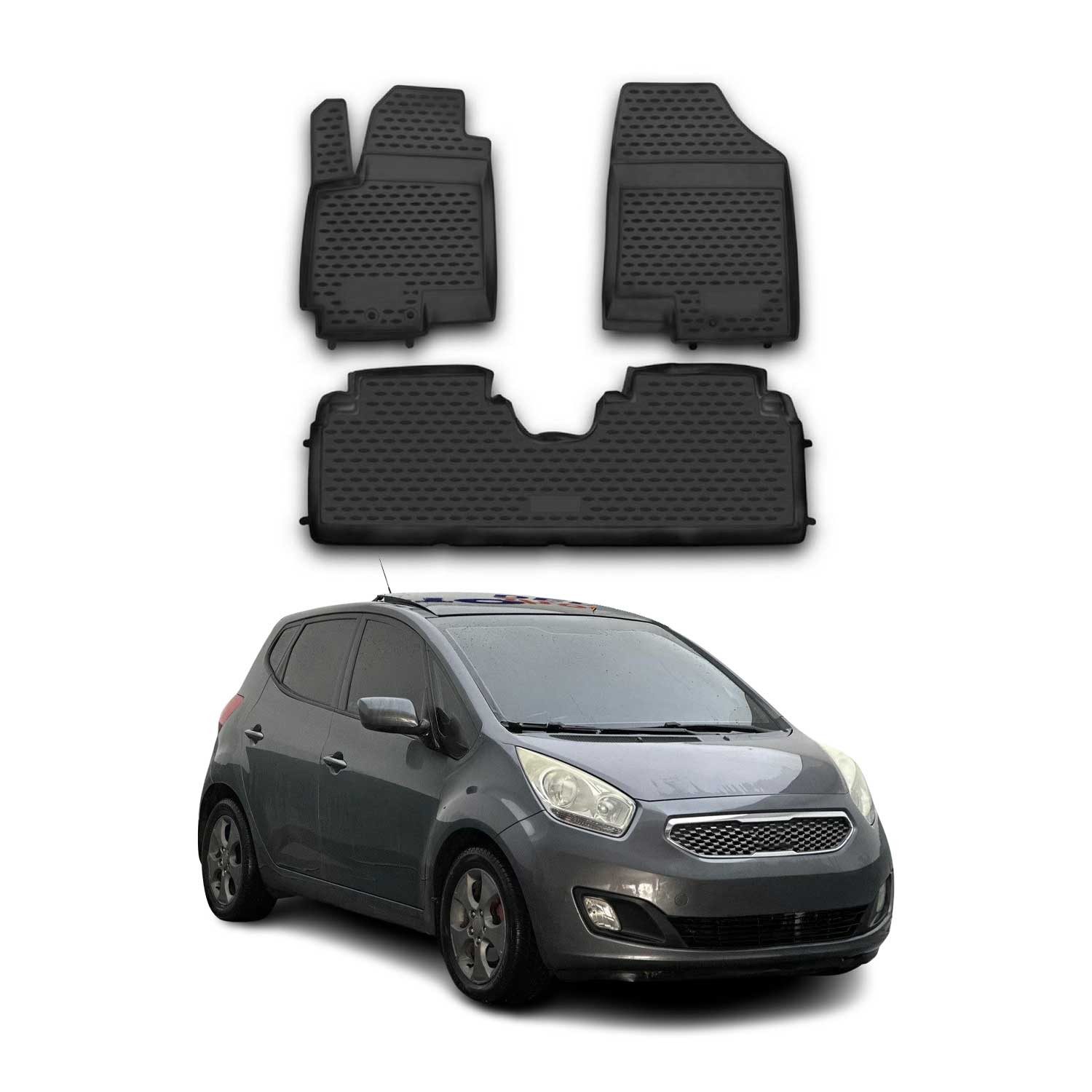 OMAC Auto-Fußmatten für Kia Venga 2010-2021 Schwarz Automatten 3 tlg TPE (3 St), für Kia Venga 2010-2021 Kia Venga 2010-2021, Antirutsch,Wasserfest,Einfache Installation