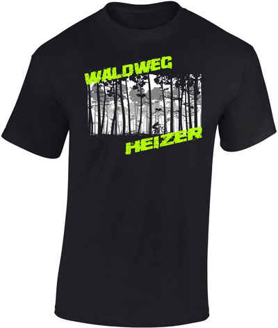 Baddery Print-Shirt Fahrrad T-Shirt : Waldweg Heizer - Sport Tshirts Herren, hochwertiger Siebdruck, auch Übergrößen, aus Baumwolle