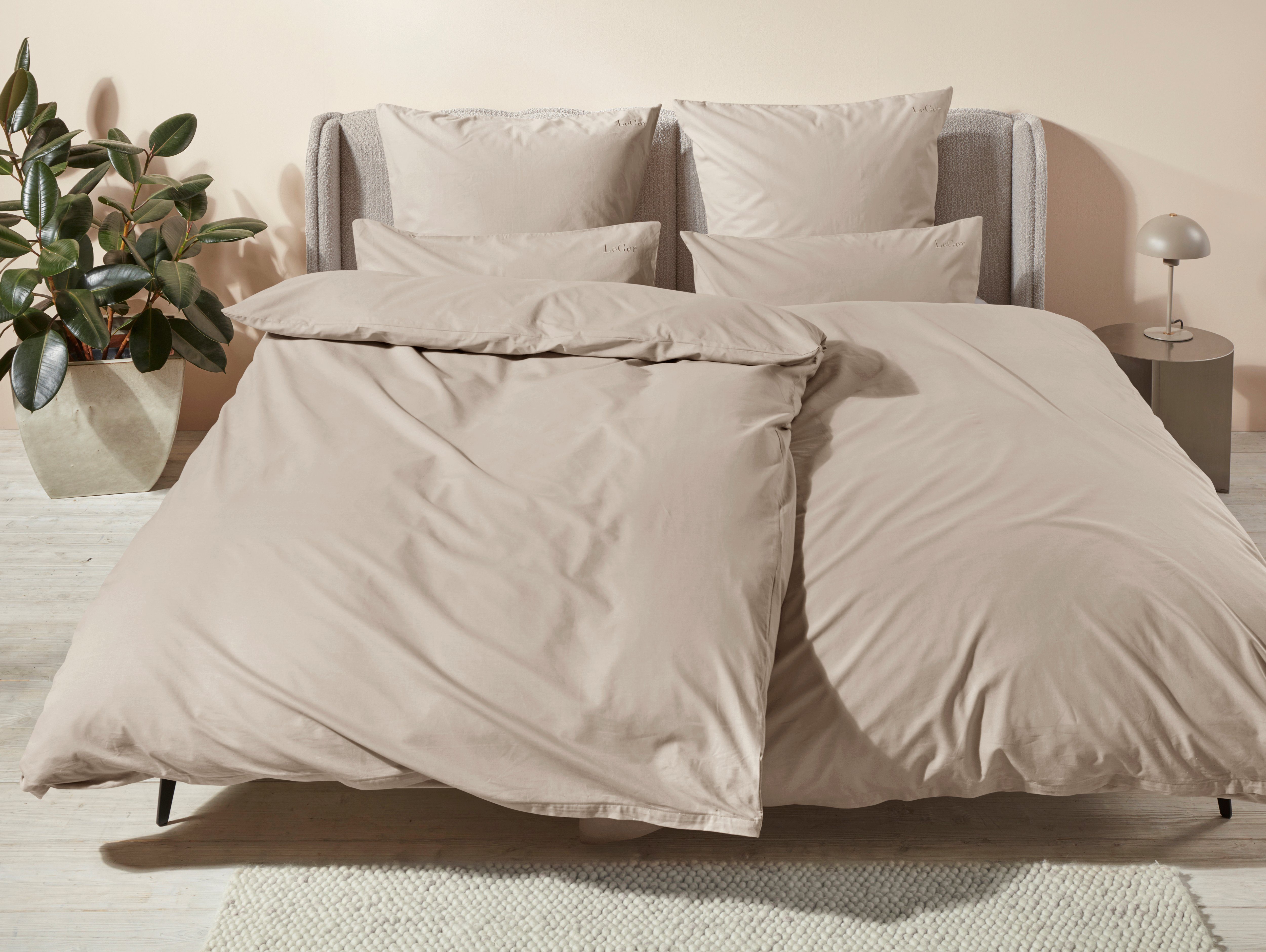 aus Bettwäsche oder mit Bettwäsche 135x200 Gercke, by unifarbene cm, in Lena LeGer taupe Bettwäsche 2 teilig, Anisa Renforcé, 155x220 Gr. Reißverschluss Home Baumwolle,