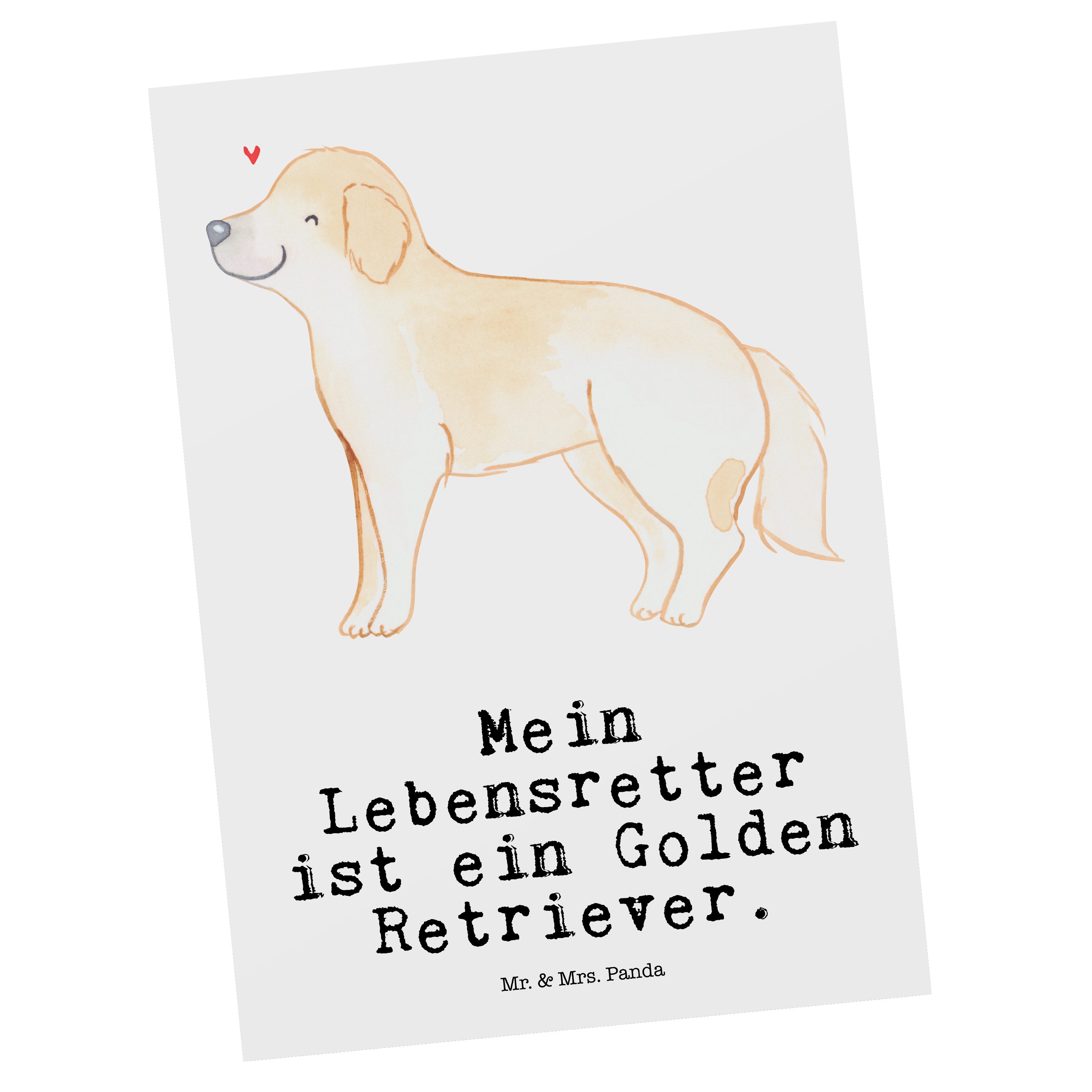 Mr. & Mrs. Panda Postkarte Golden Retriever Lebensretter - Weiß - Geschenk, Rassehund, Einladung