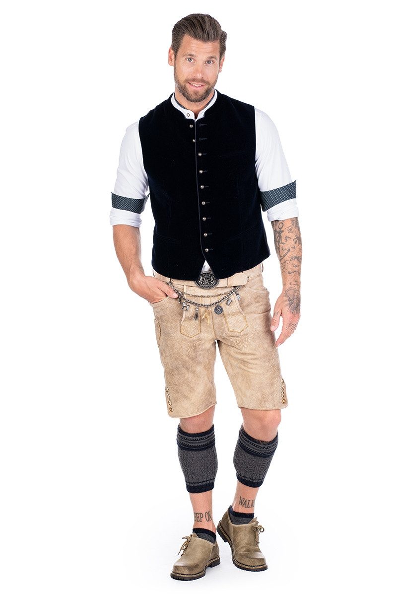 Trachtenlederhose Lederhose Herren kurz - RONN - natur antik
