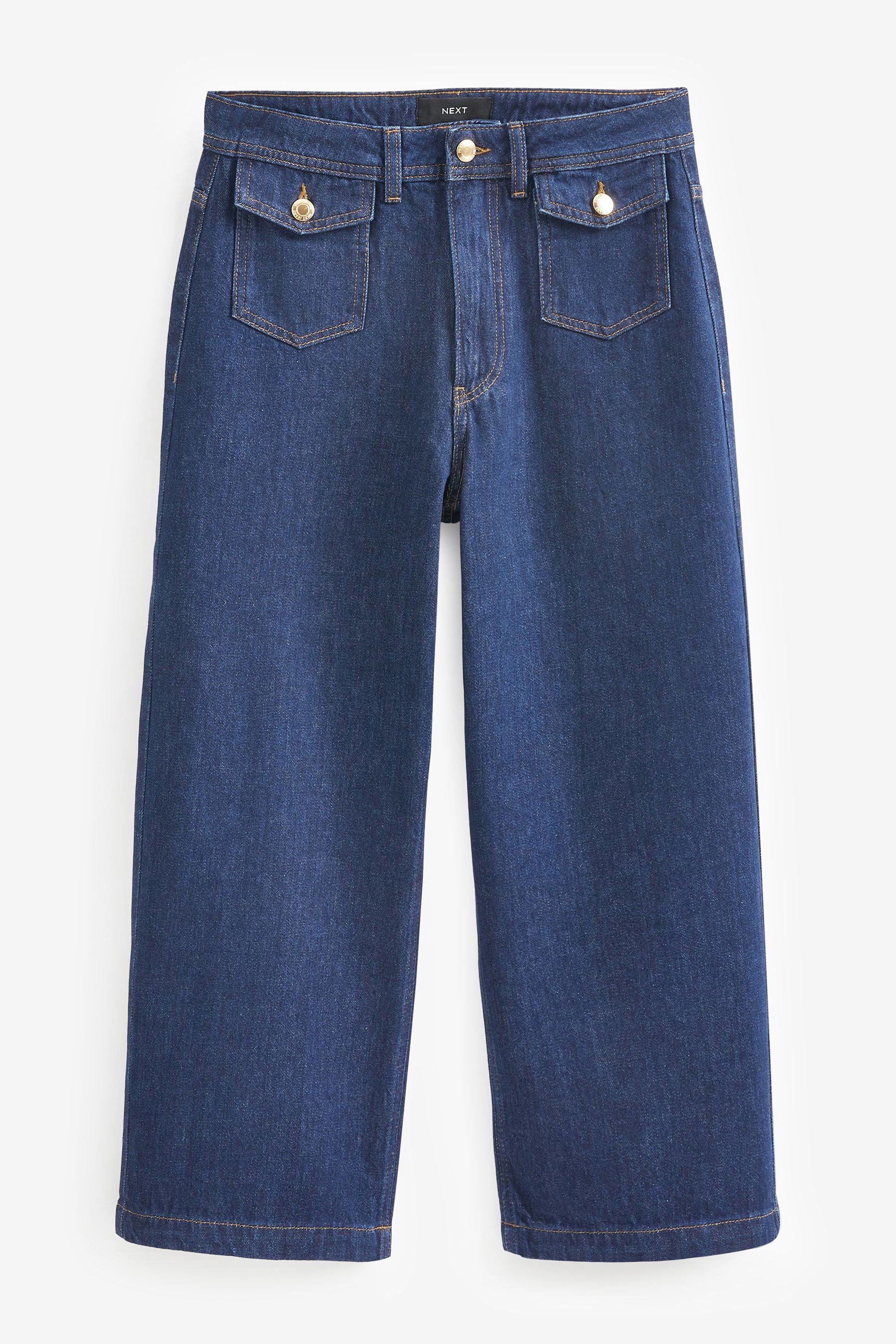 Next Caprijeans Cropped-Jeans mit weitem Bein, aufgesetzte Tasche (1-tlg)