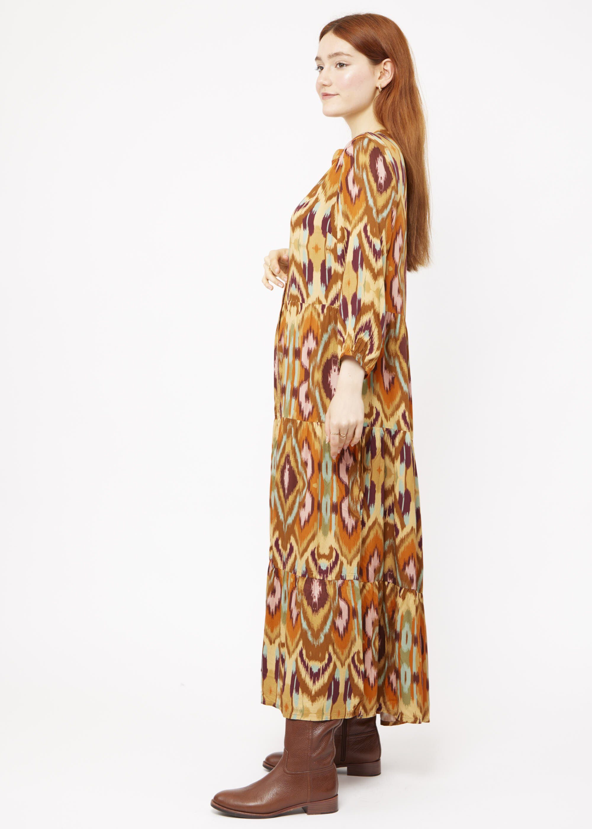VICCI Germany A-Linien-Kleid mit abstraktem und Druck, leichte Viskosequalität fließende