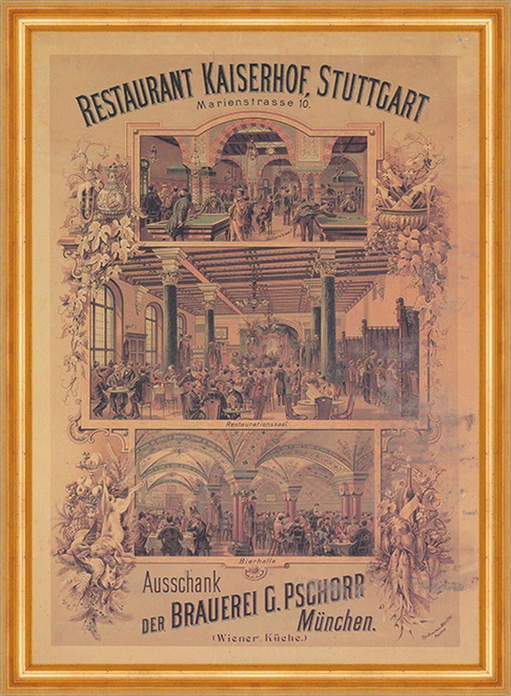 Kunstdruck Restaurant Kaiserhof Stuttgart Pschorr Kunstdruck Werbung 001 Gerahmt