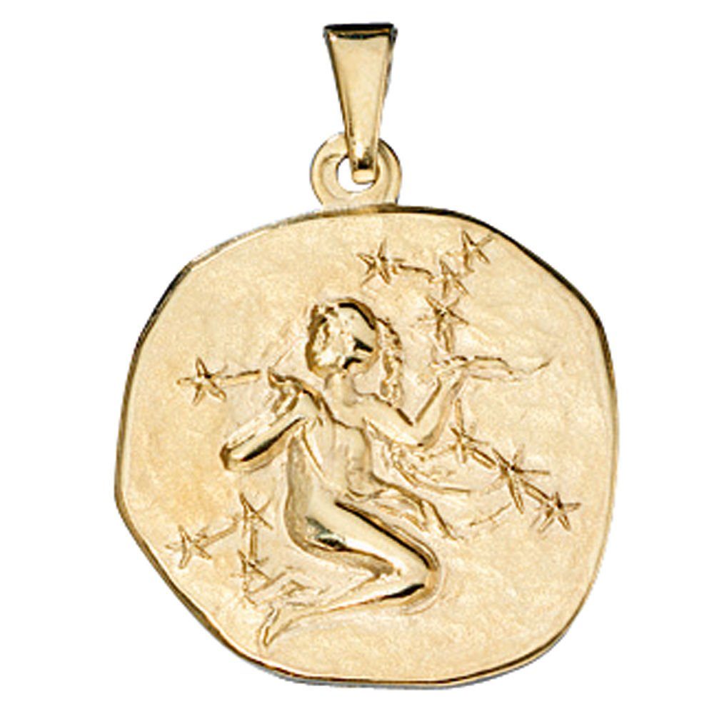 333 Sternzeichen Jungfrau Gold aus Gelbgold Gold Unisex, Krone 333 Schmuck Kettenanhänger Halsschmuck Anhänger -