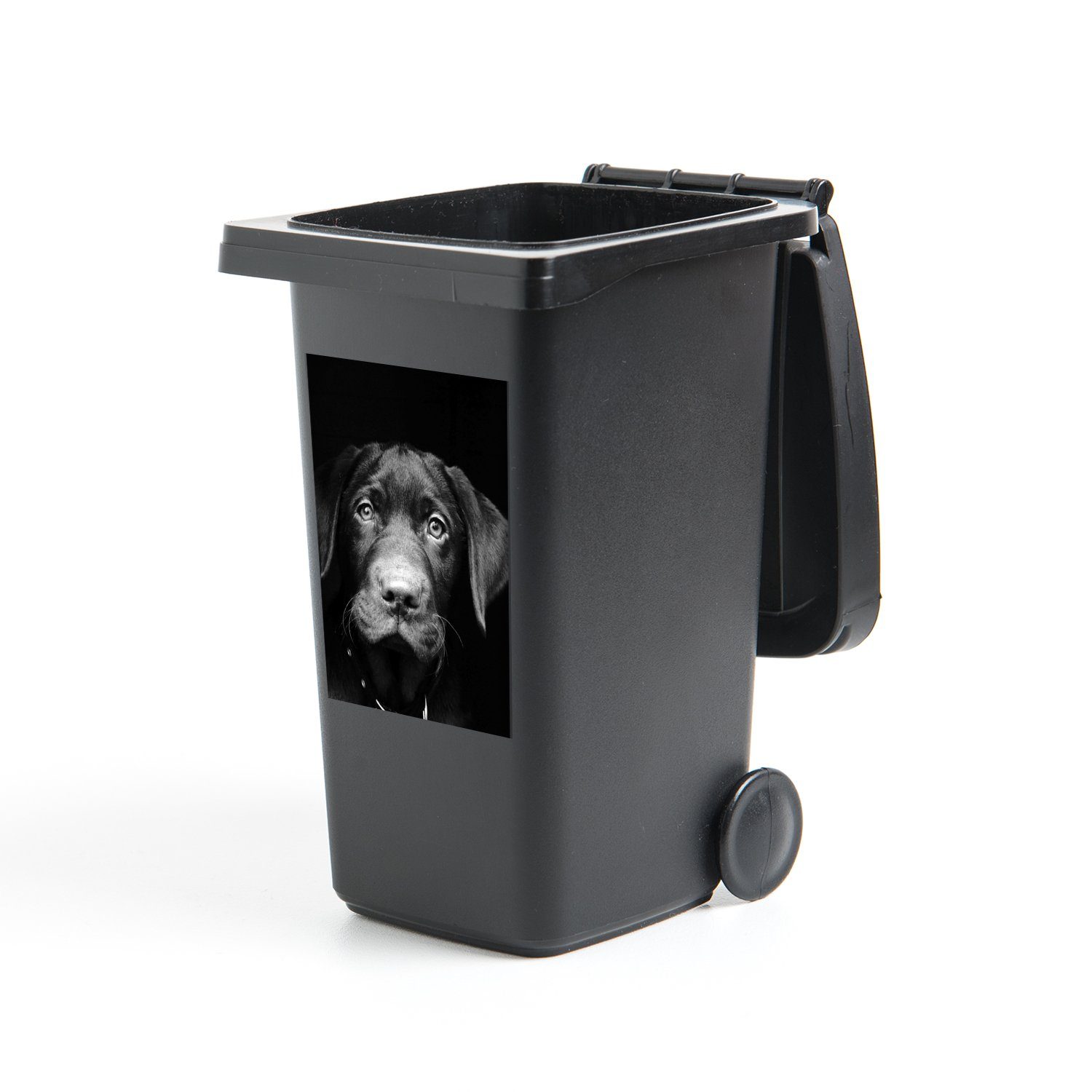 MuchoWow Wandsticker Tierprofil Hund in schwarz und weiß (1 St), Mülleimer-aufkleber, Mülltonne, Sticker, Container, Abfalbehälter