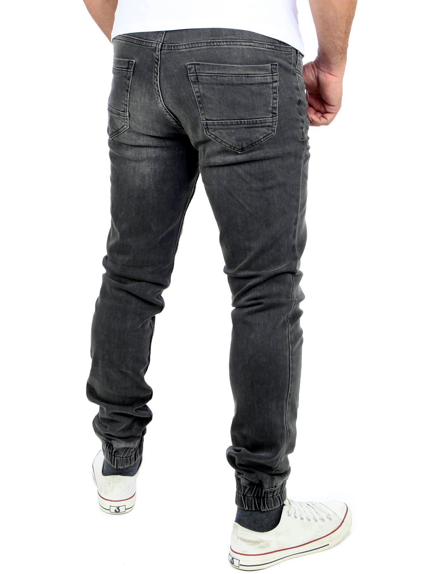 Reslad Stretch-Jeans Reslad Used Slim Stretch RS-2073 Jogging-Hose Fit Fit Jeans-Herren schwarz Look Slim Jogging-Denim