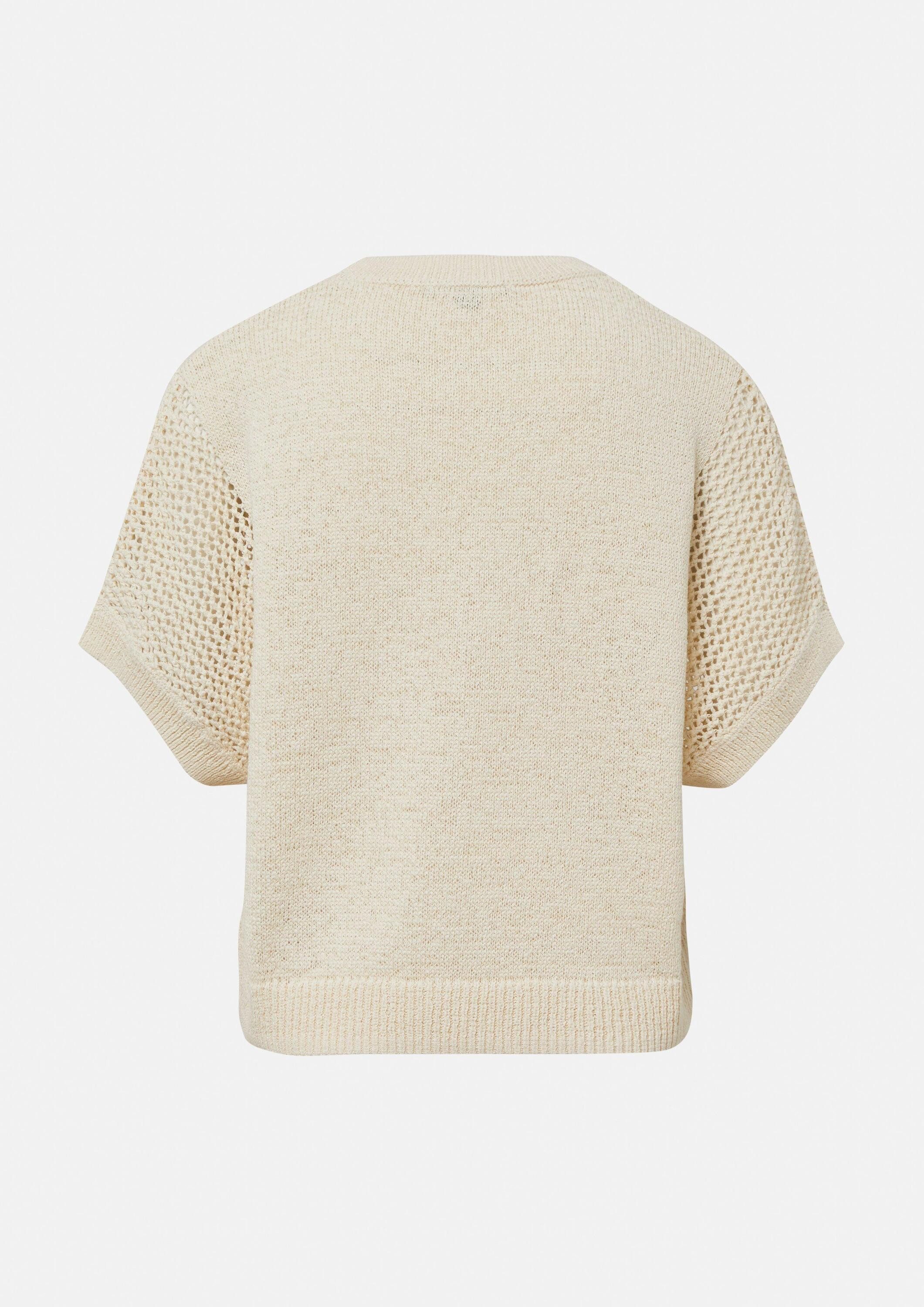 comma Kurzarmpullover Strickpullover Kurzarm-Pullover im Loose Fit aus Ajourstrick