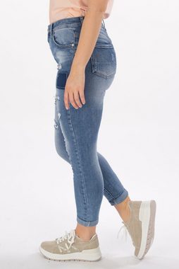 La Strada Destroyed-Jeans im Crinkle Look