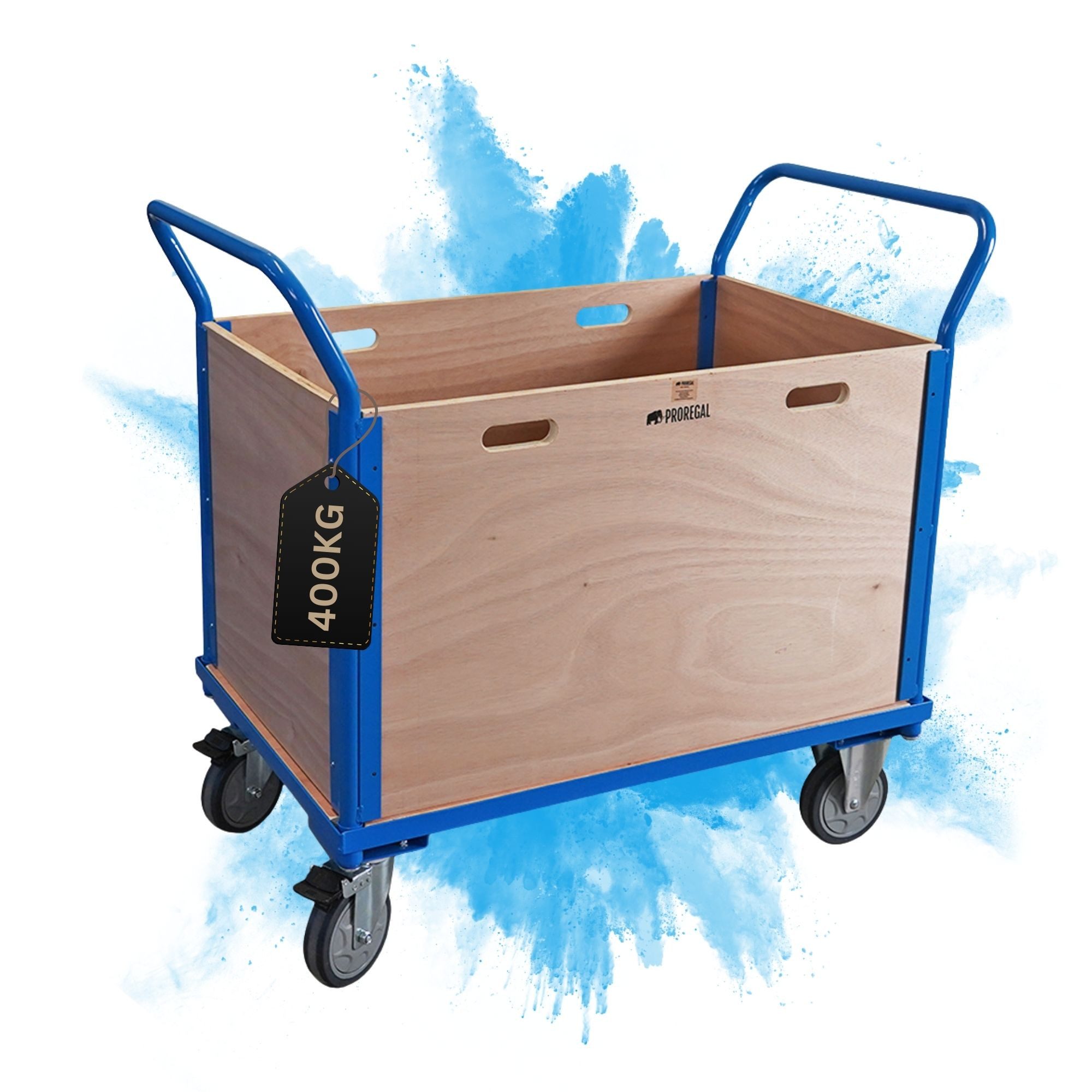 PROREGAL® Transportwagen Plattformwagen mit abnehmbaren Holzwänden 102x113x60cm Traglast 400kg, Transporthilfe Rollwagen robuster Stahlrahmen