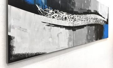 WandbilderXXL XXL-Wandbild Light Wave 240 x 80 cm, Abstraktes Gemälde, handgemaltes Unikat