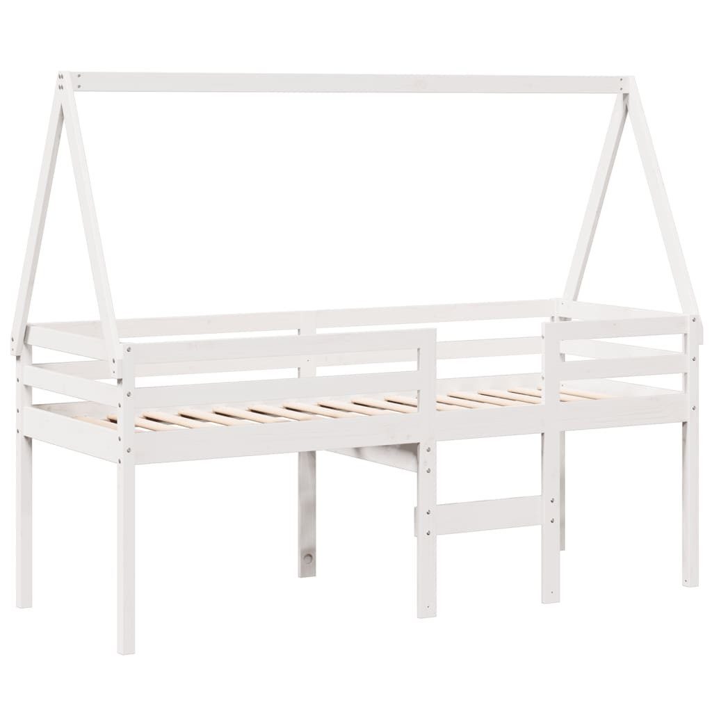 vidaXL Bett Hochbett mit Dach Weiß 80x200 cm Massivholz Kiefer