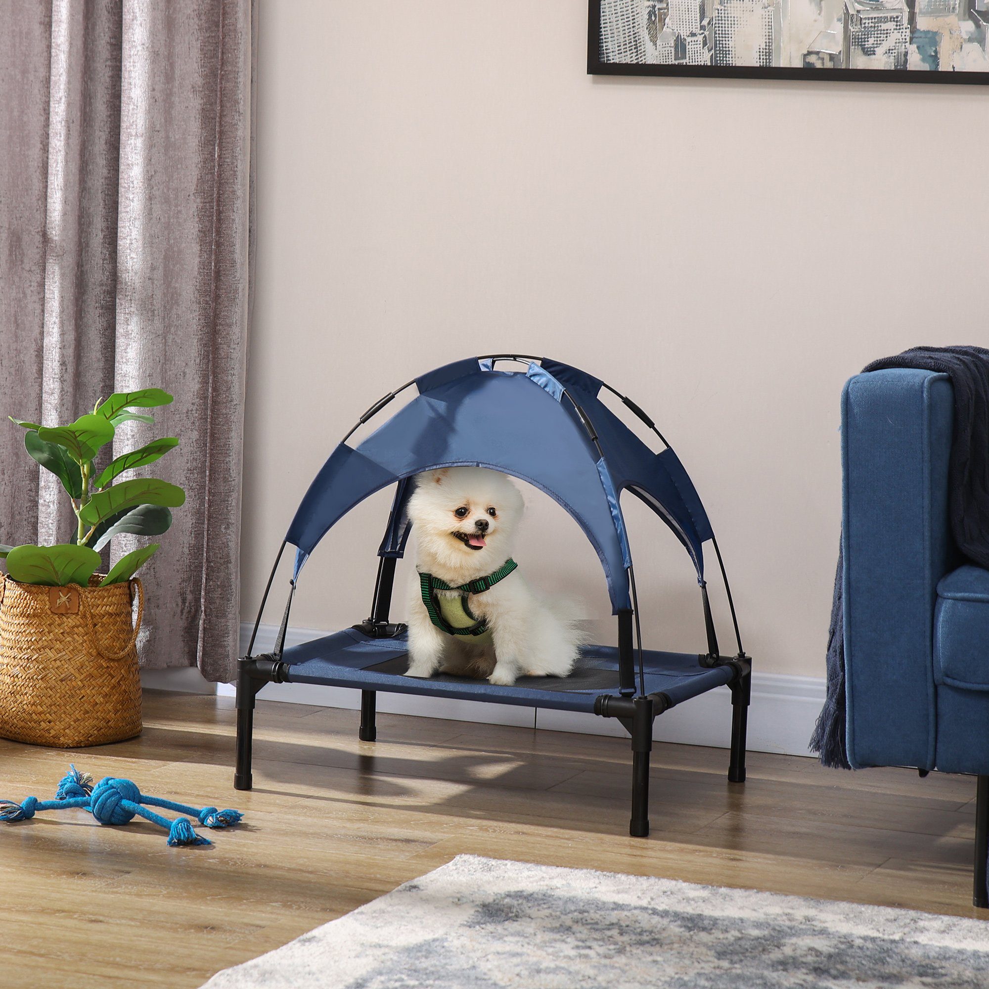 PawHut Tierbett Hundeliege mit Baldachin, Atmungsaktiv, günstig online kaufen