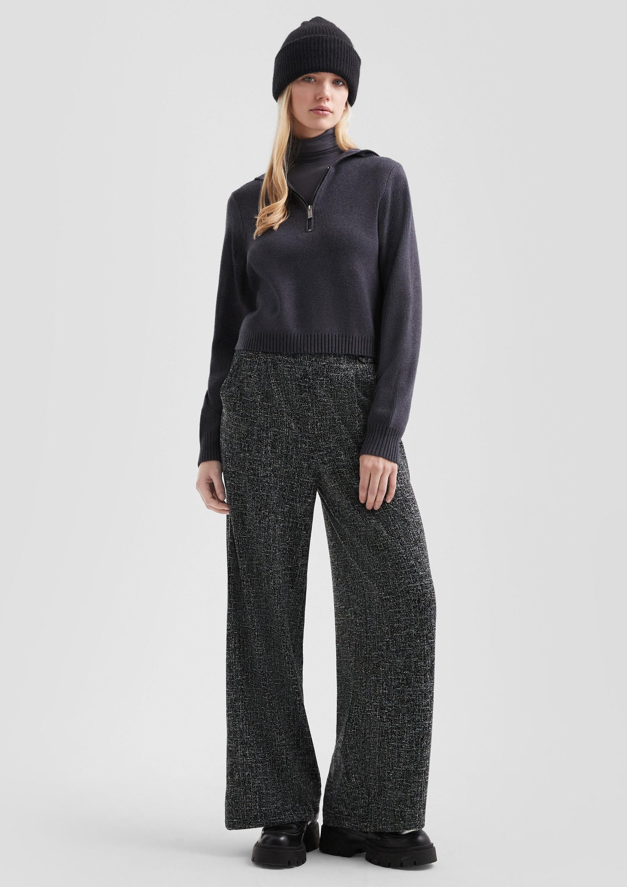 QS Longpullover Strickpullover Gestrickter Hoodie