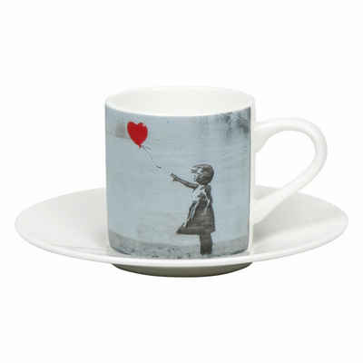 Könitz Espressotasse Girl with Balloon - Banksy 95 ml, Bone China, mit Untertasse