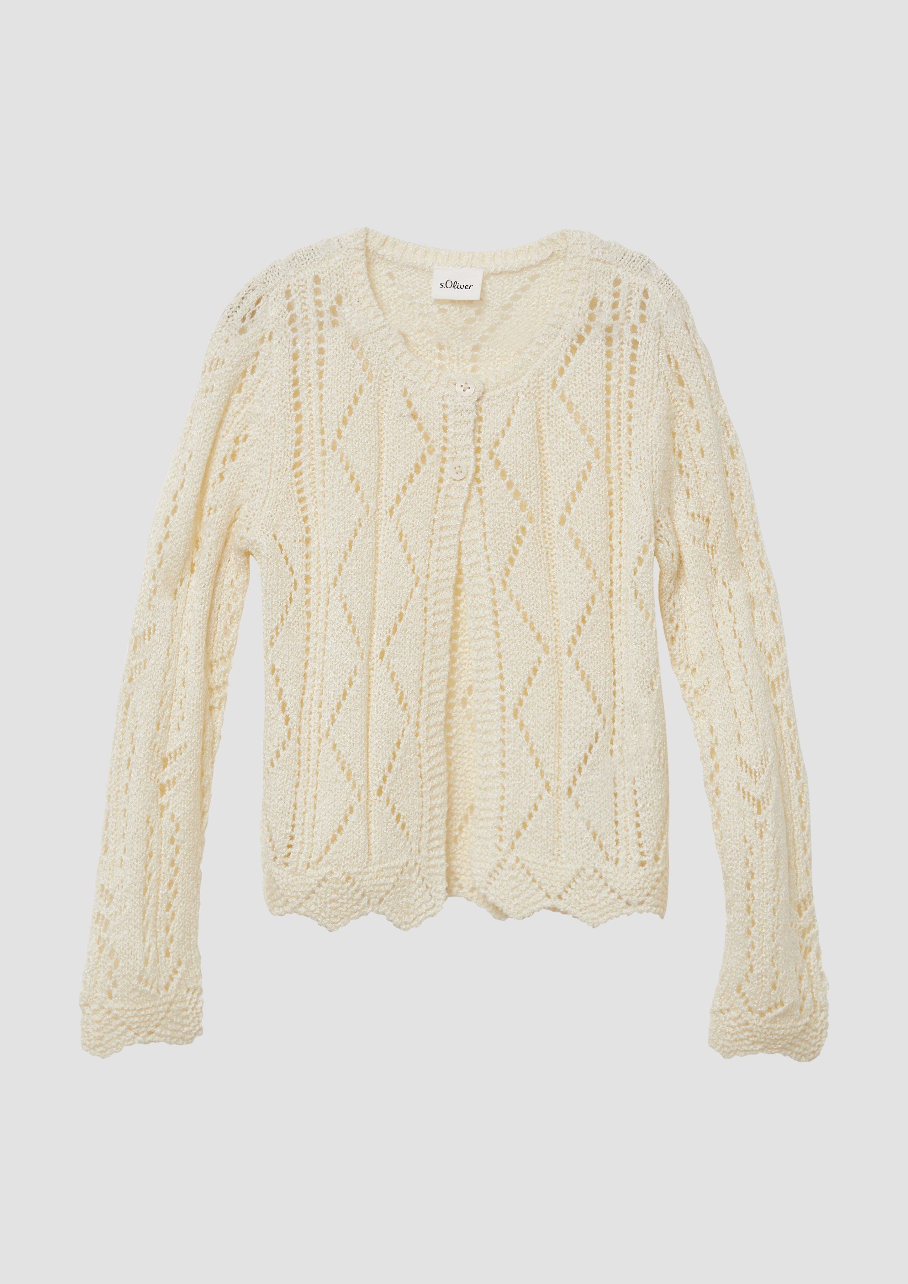 Strickjacke Strick-Cardigan mit Knopfleiste und Bogenkante