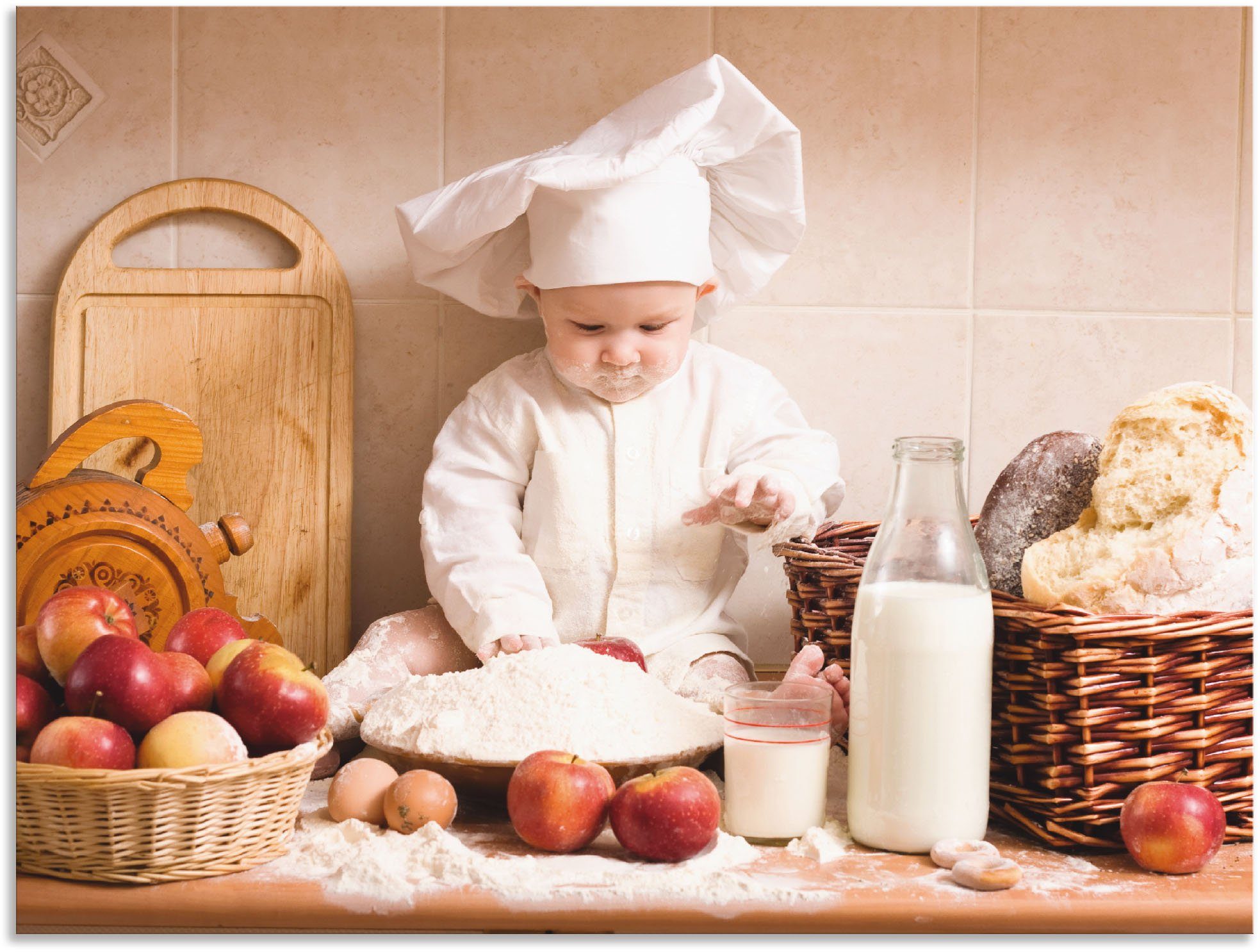 Artland Wandbild »Küche Junge Kind Backen«, Bilder von Kindern (1 Stück), in vielen Größen & Produktarten - Alubild / Outdoorbild für den Außenbereich, Leinwandbild, Poster, Wandaufkleber / Wandtattoo auch für Badezimmer geeignet-Otto