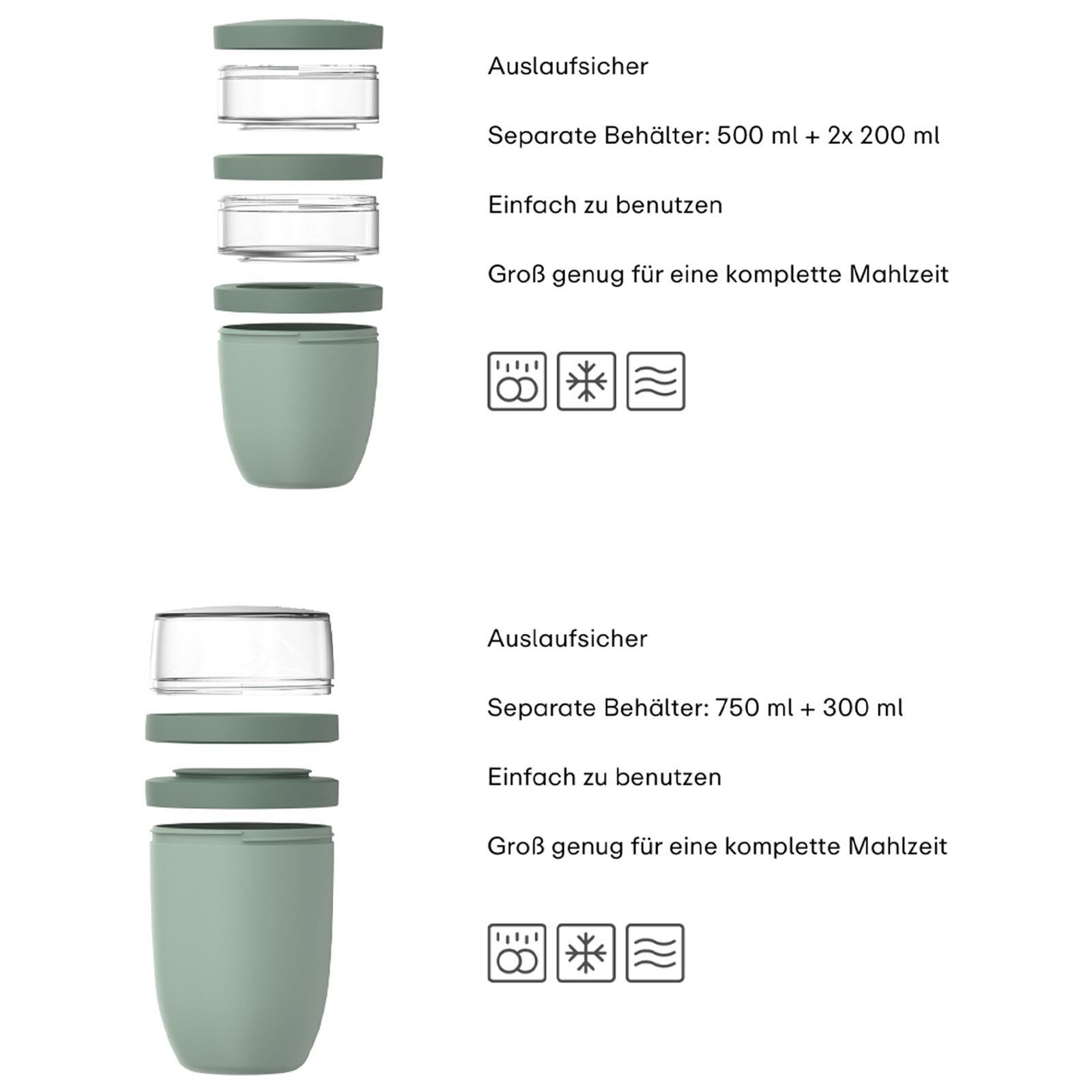 Mepal Lunchbox Ellipse Lunchpot-Set XL 900 ml + 1050 ml 2er Set, Kunststoff, (2-tlg), Spülmaschinengeeignet, Mikrowellenfest