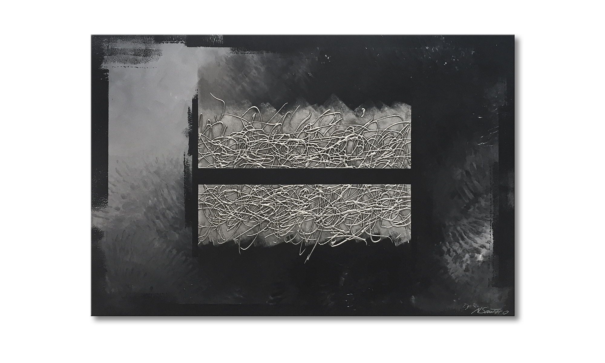 WandbilderXXL Gemälde Dissected Silver 120 x 80 cm, Abstraktes Gemälde, handgemaltes Unikat