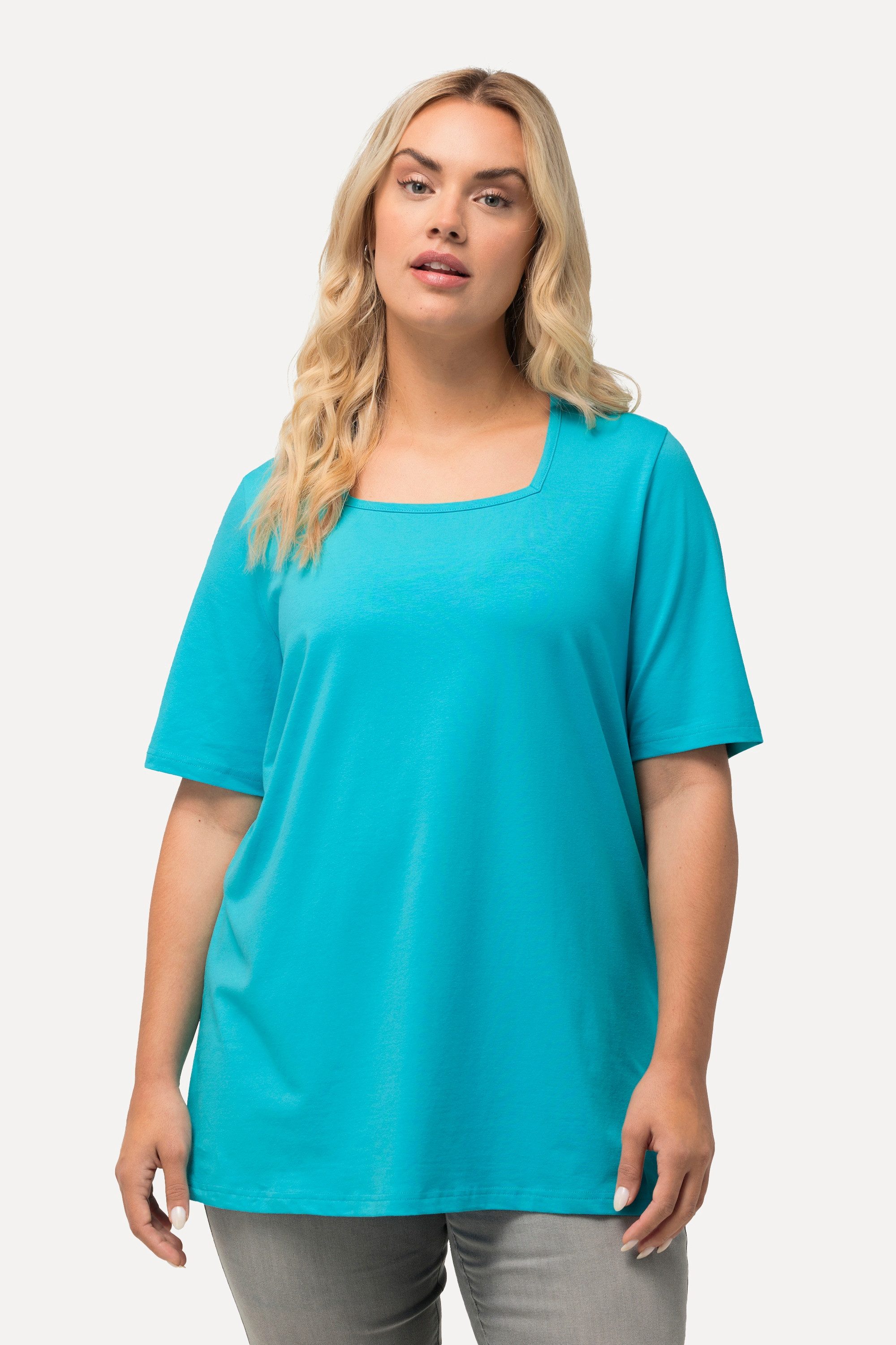 Ulla Popken T-Shirt T-Shirt A-Linie Carré-Ausschnitt günstig online kaufen