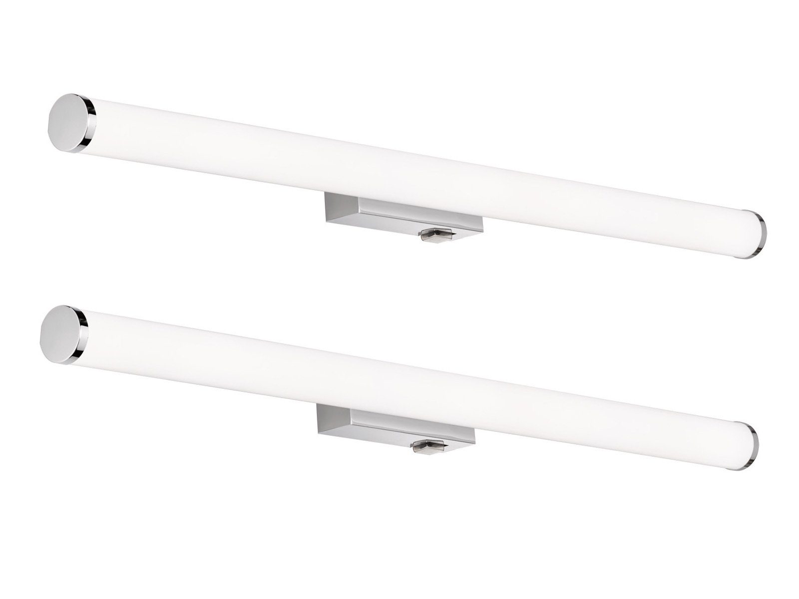 TRIO Leuchten Spiegelleuchte, LED fest integriert, Warmweiß, 2er Set groß-e Wand-lampe mit Schalter Badlampen Silber, Breite 80cm