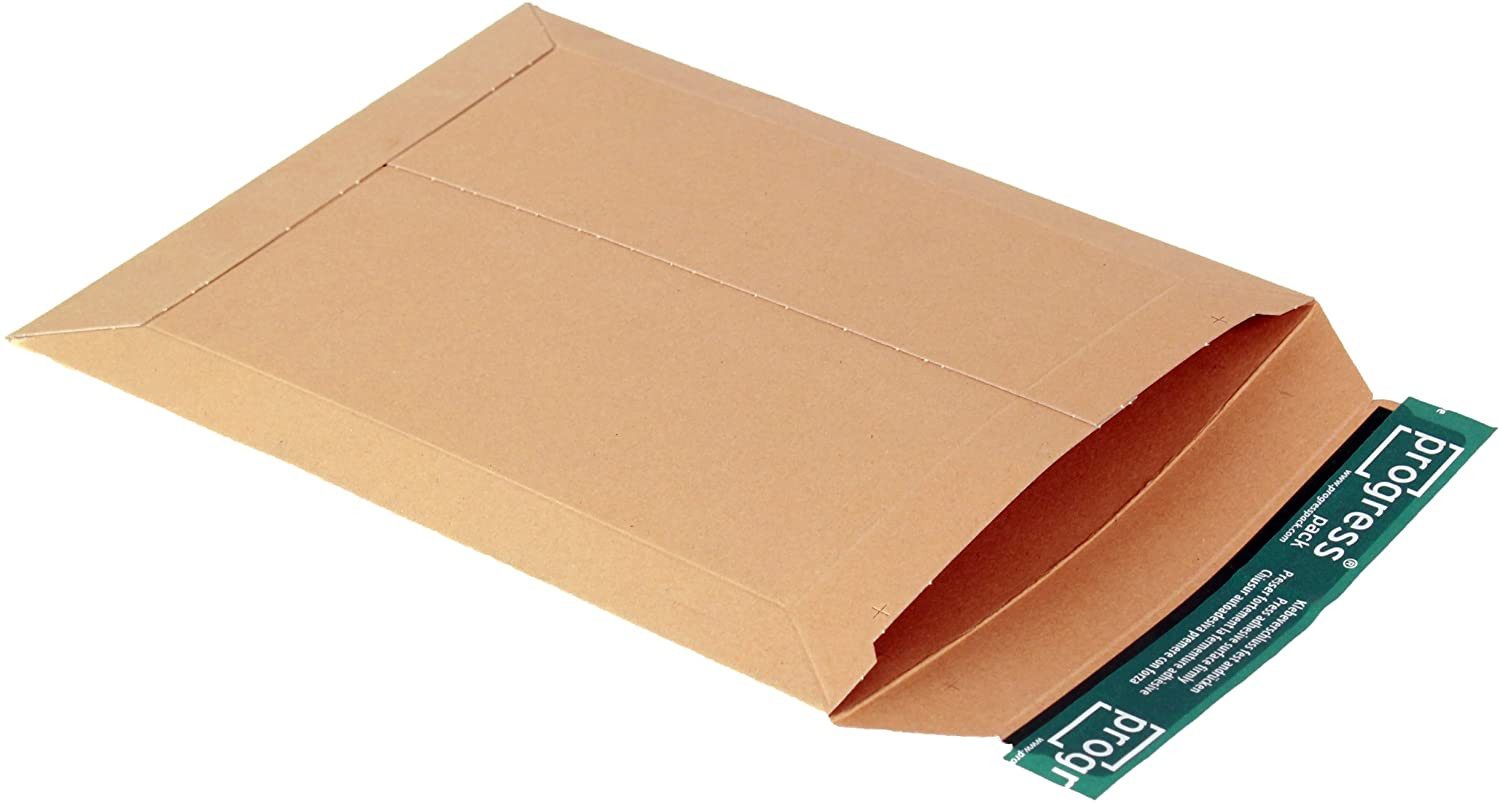 progressPack Versandtasche Versandtasche aus Vollpappe DIN A4, 235 x 308 x bis 30 mm, 25-er Pack, braun