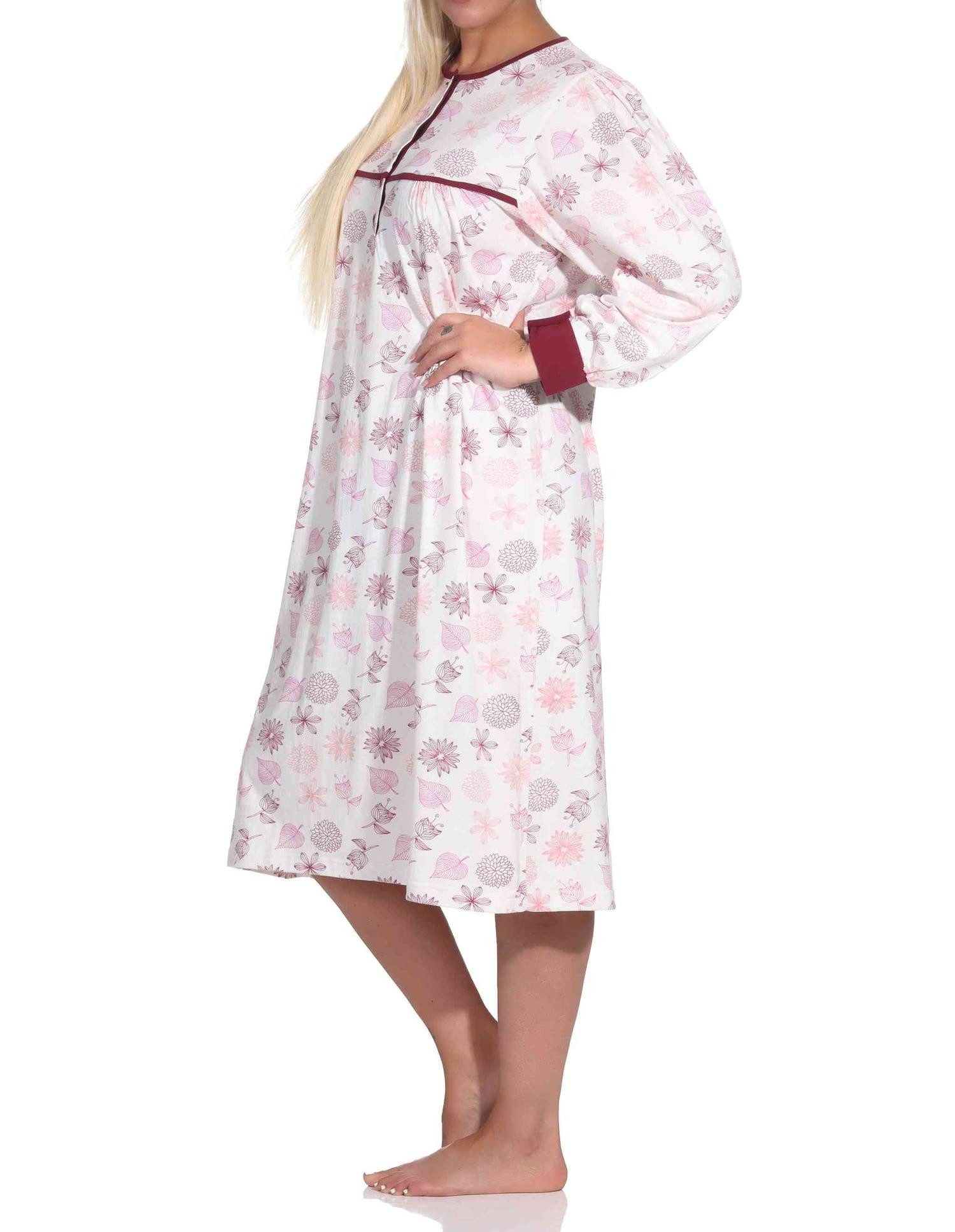Normann Nachthemd Damen langarm Nachthemd im klassischen fraulichen Design
