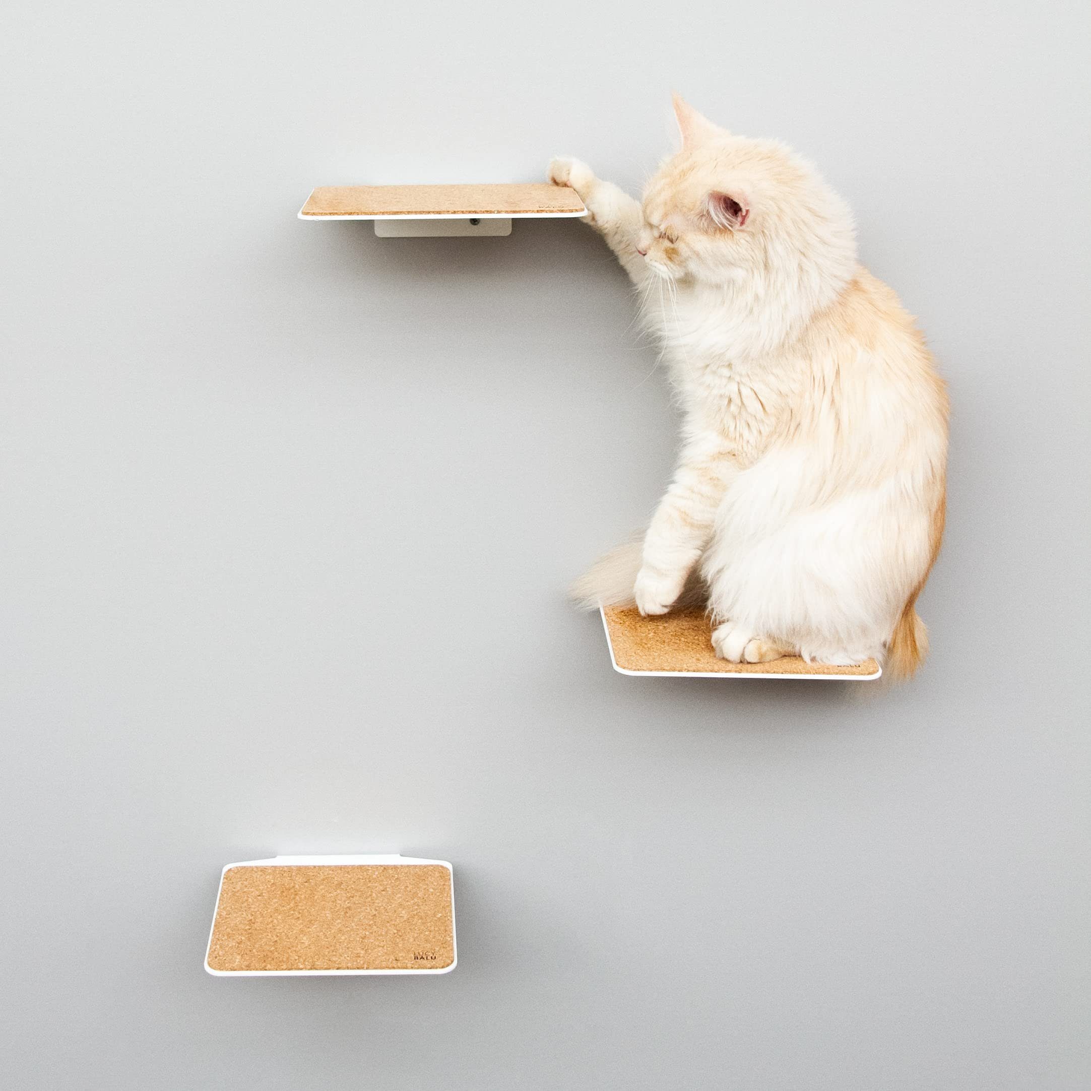 LucyBalu Katzen-Kletterwand Kletterstufen »Steps XL« 3er-Set, BxL: 24x20 cm, Pulverbeschichtetes Stahlblech mit Korkauflagen