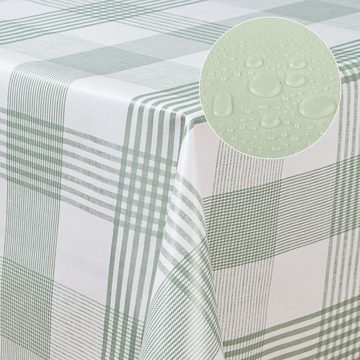 laro Tischdecke Wachstuch-Tischdecken Abwaschbar Streifen weiss grün rechteckig