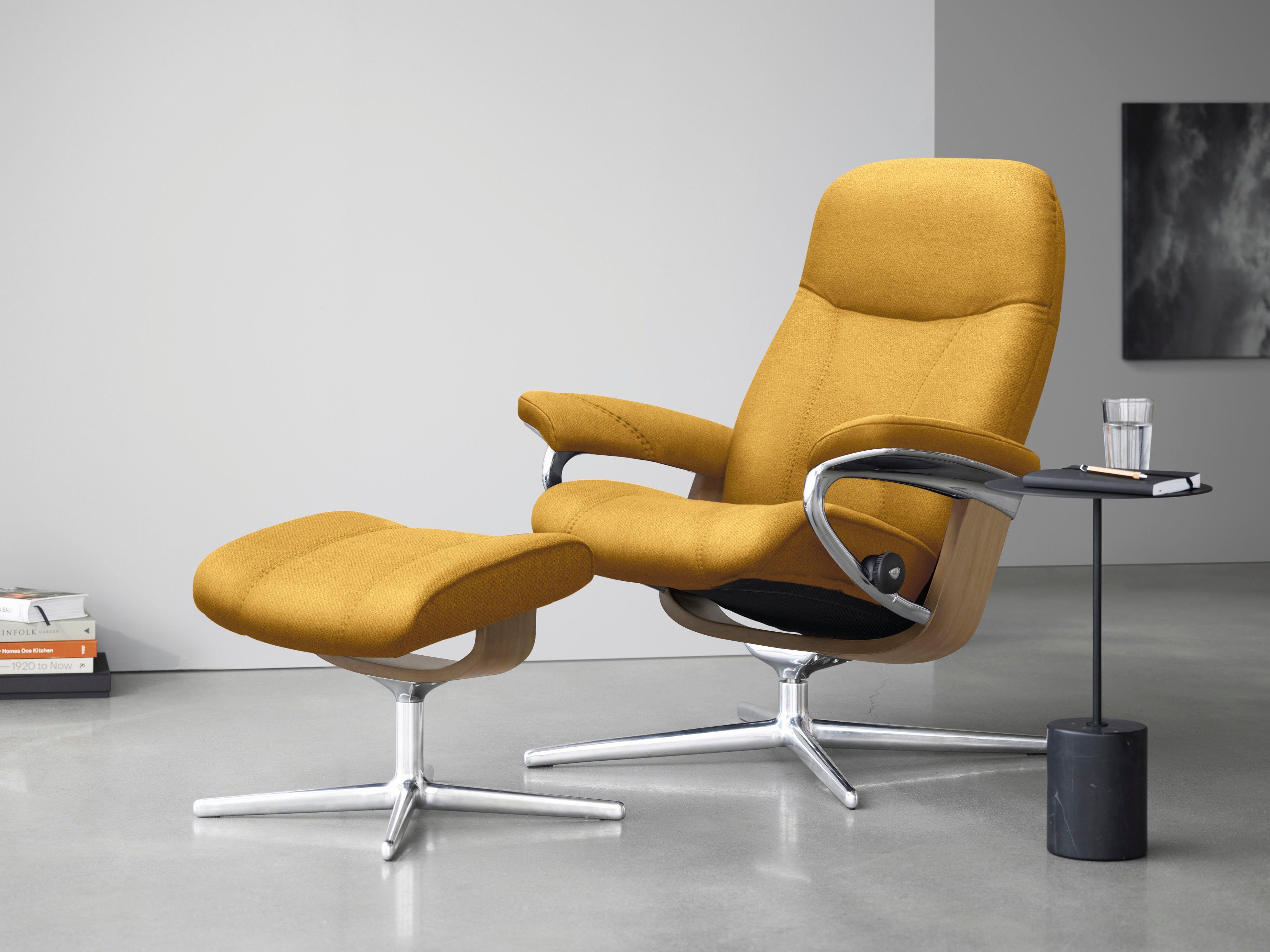 Consul Holzakzent Eiche Größe mit L, Relaxsessel Stressless® Relaxsessel & M Base, mit Hocker), Hocker, (Set, S, mit Cross