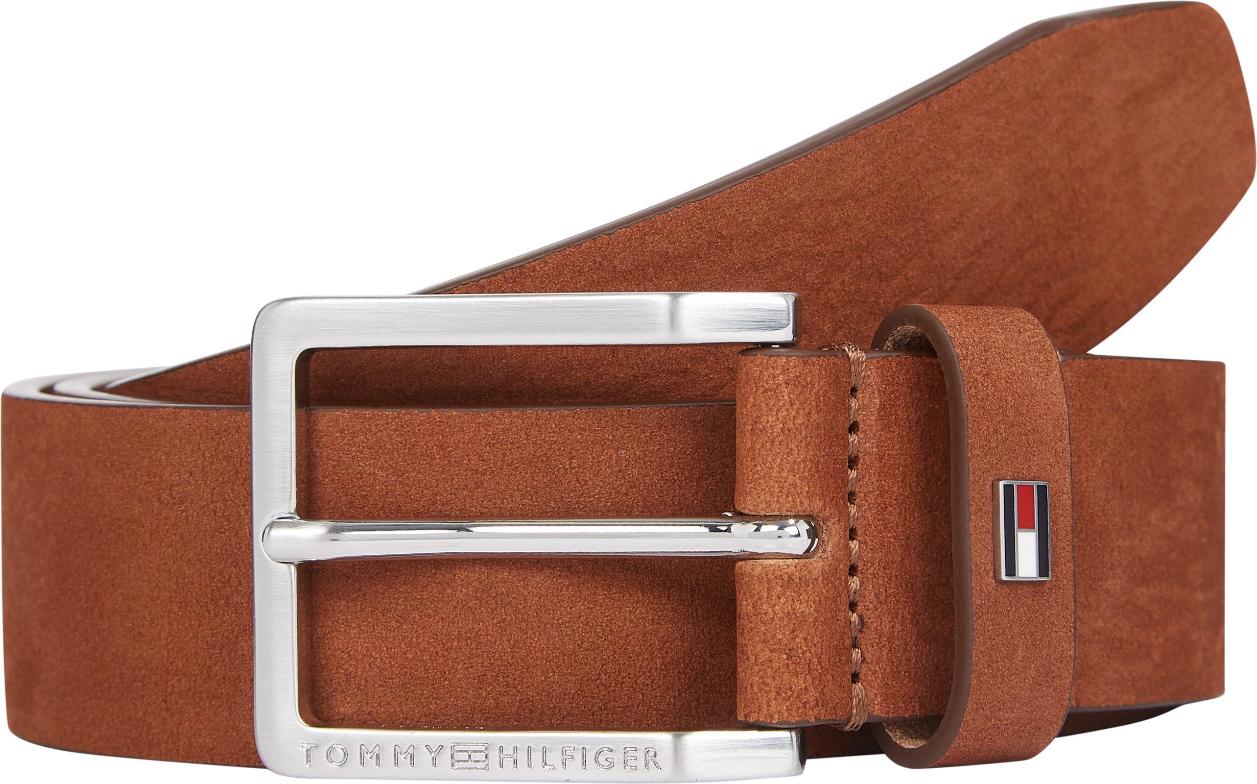Tommy Hilfiger Ledergürtel OLIVER NUBUCK 3.5 Metallpatch, Einfachdornschlie günstig online kaufen