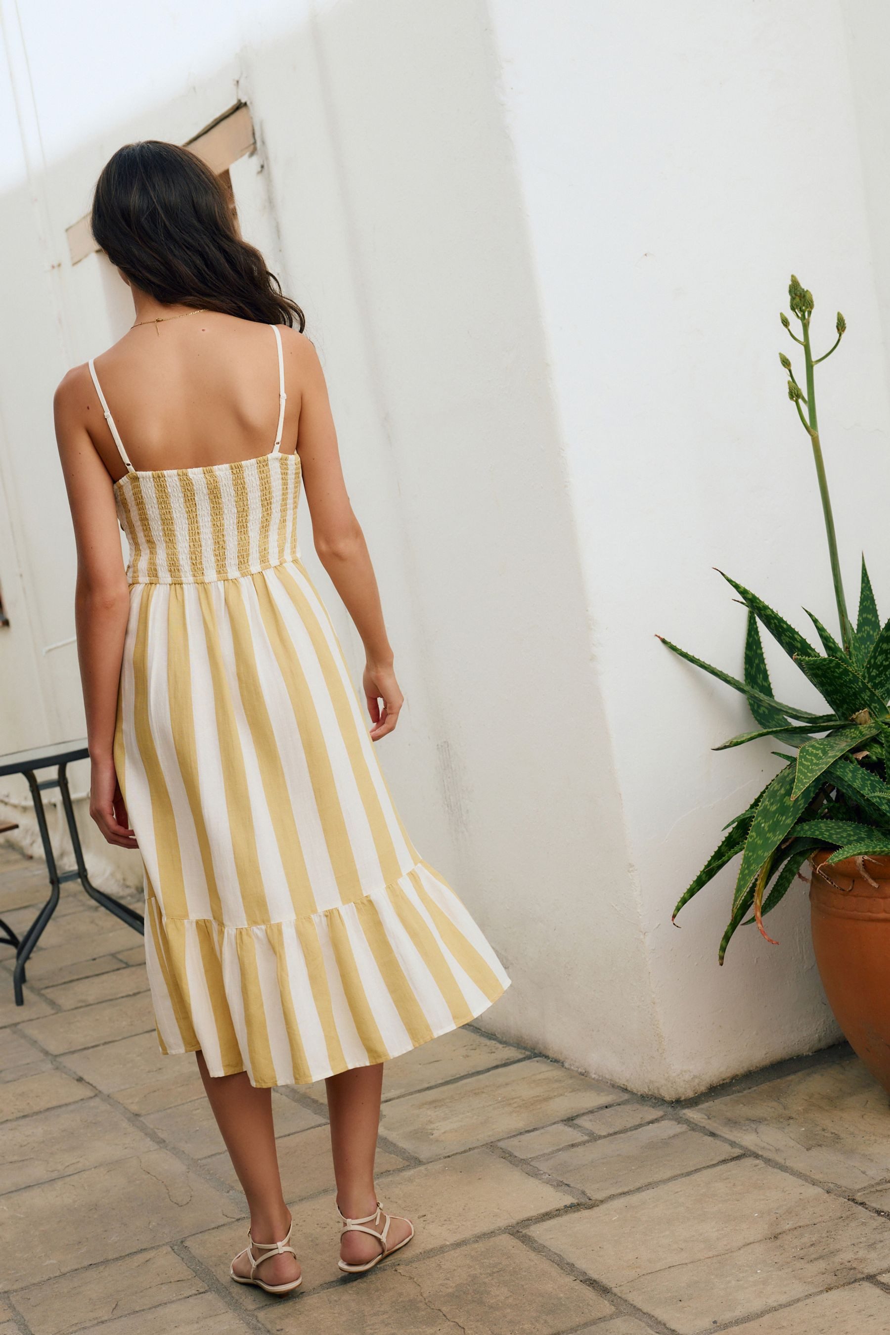 Next Midikleid Durchgeknöpftes Midikleid mit Leinenanteil günstig online kaufen
